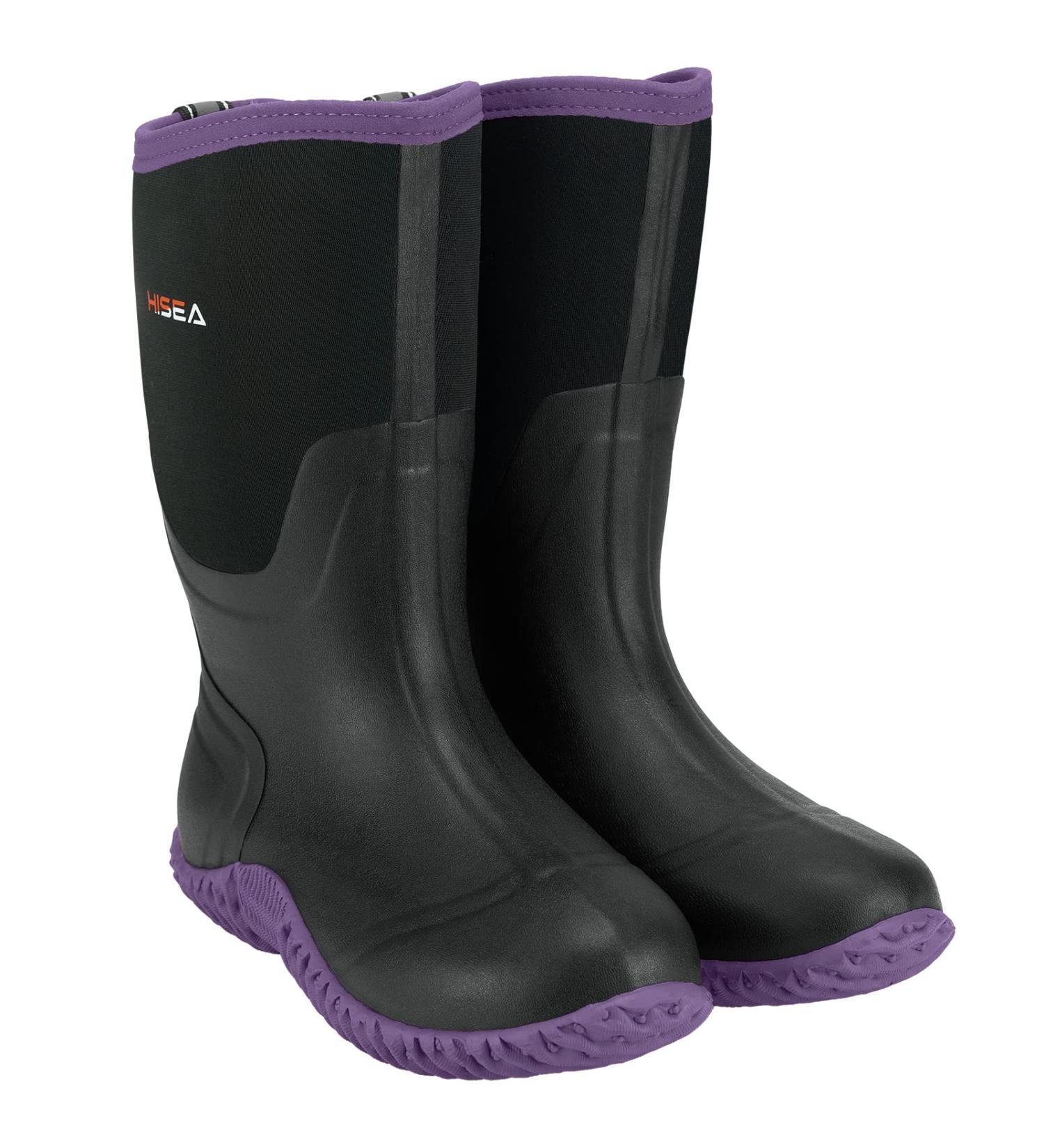 HISEA Women's Waterproof Insulated Mid Calf Rain Boots - Purple - Size 10 - Buy Online on GoSupps.com