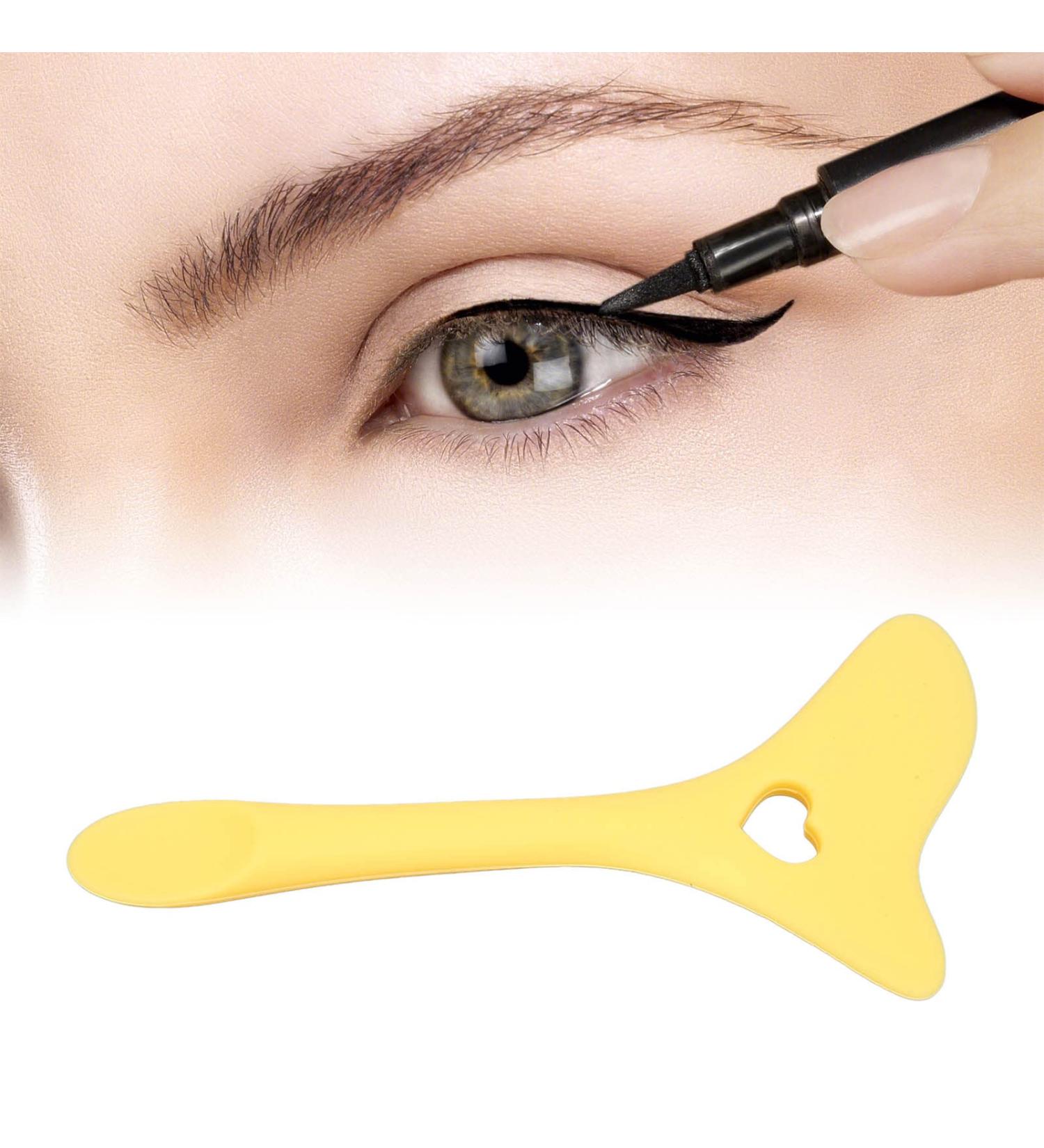 Eye Makeup Auxiliary Guard Tool Aid Stencils Wing Tips Silicone Mask Reusable Silicone Eye Makeup Aid Tool with Cream Applicator Eyeshadow Mascara Drawing (Yellow) - Buy Online on GoSupps.com