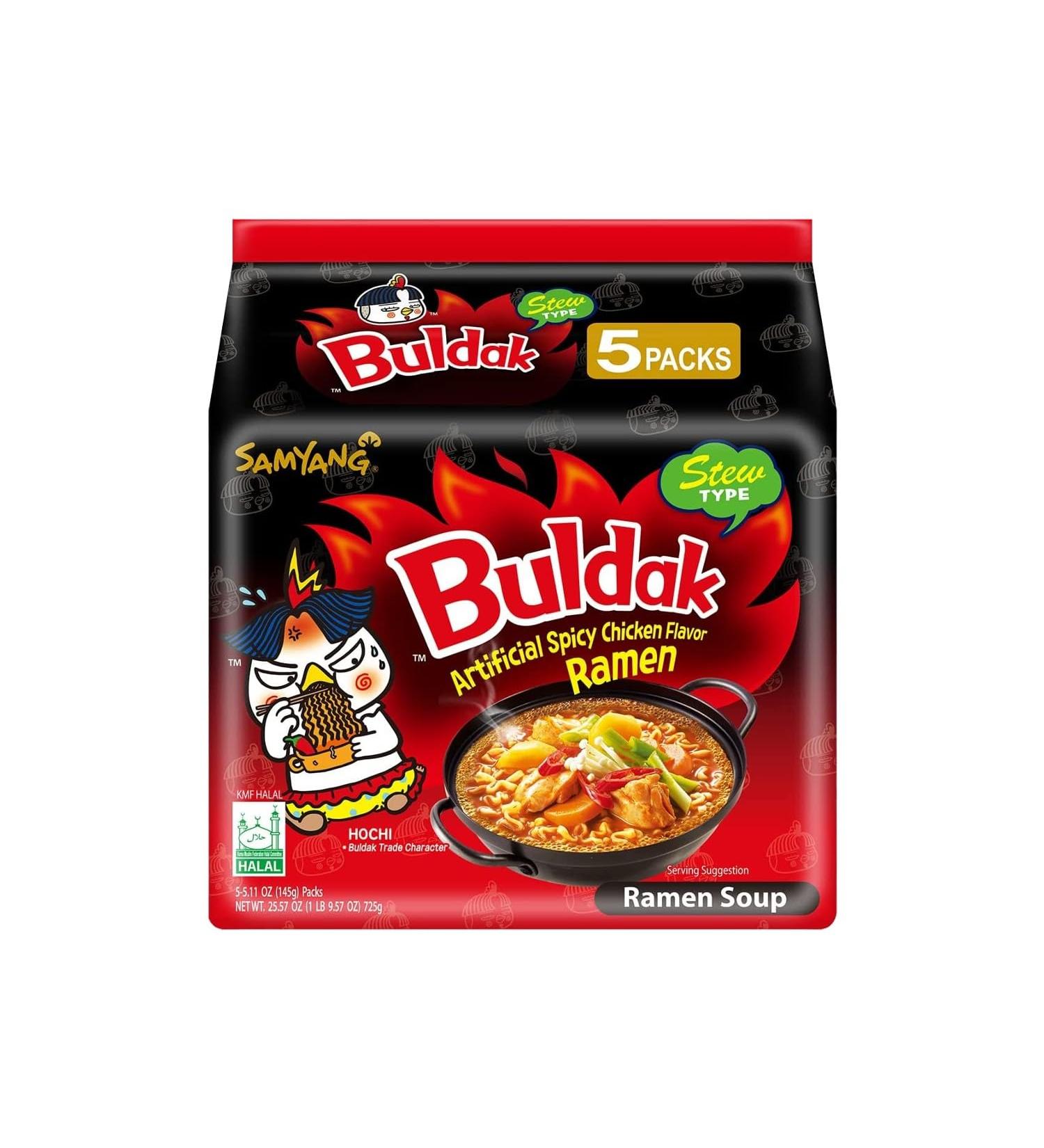 SPIRITCROWD Samyang Stew Type Noodle Buldak Hot Chicken Flavour Korean Style Instant Ramen Spicy Challenge Halal 145g (Pack of 5) - Buy Online on GoSupps.com