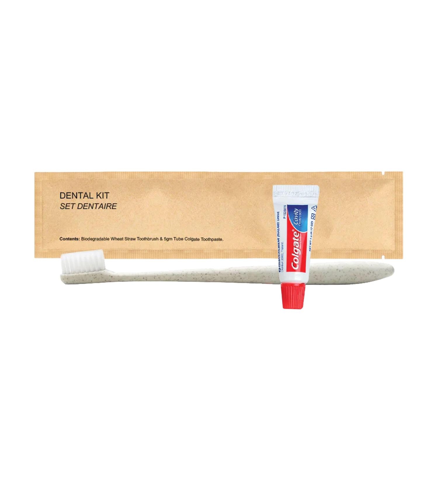 Kraft Paper Dental Kit - Eco-Friendly Wheat Straw Toothbrush & Colgate Toothpaste | Dental Care Set (25 - Buy Online on GoSupps.com
