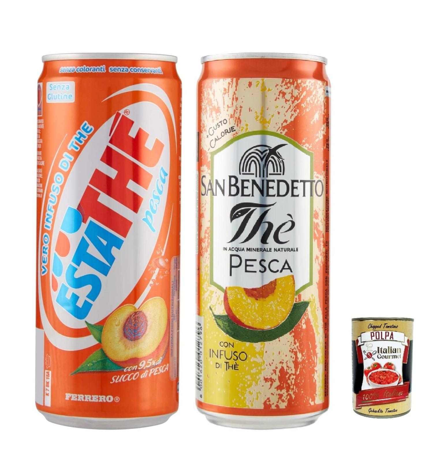  Italian Gourmet E.R. San Benedetto and Ferrero Tasting Set - Peach Iced Tea - 48 x 330 ml - Refreshing Estate Tea + Italian Gourmet Pulpa 400 g - Buy Online on GoSupps.com