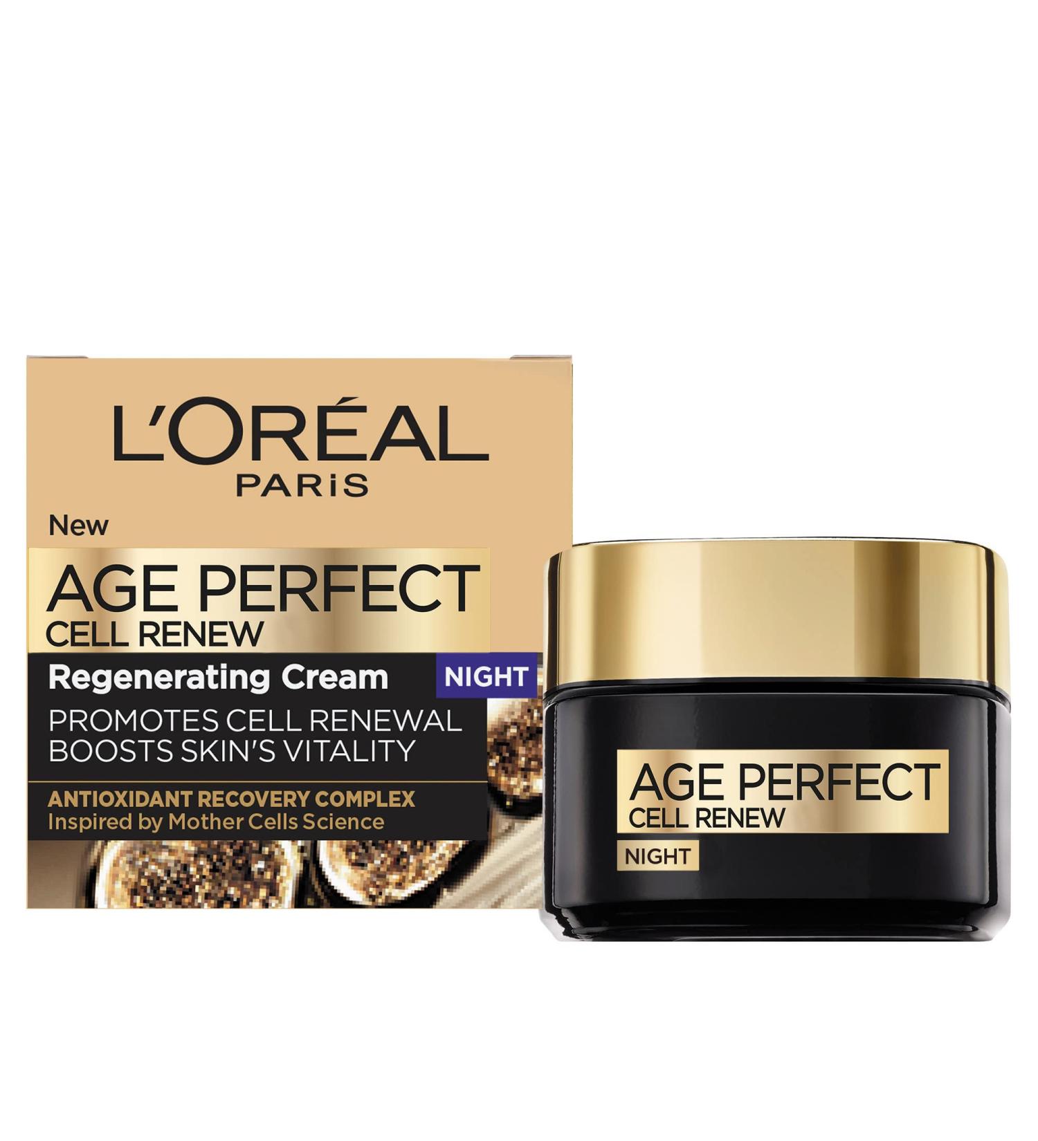 L'Oreal Paris Cell Renew Night Cream Age Perfect Anti-Oxidant Recovery Complex Night Cream For Anti- Wrinkle Firmness And Vitality 50ml - Buy Online on GoSupps.com