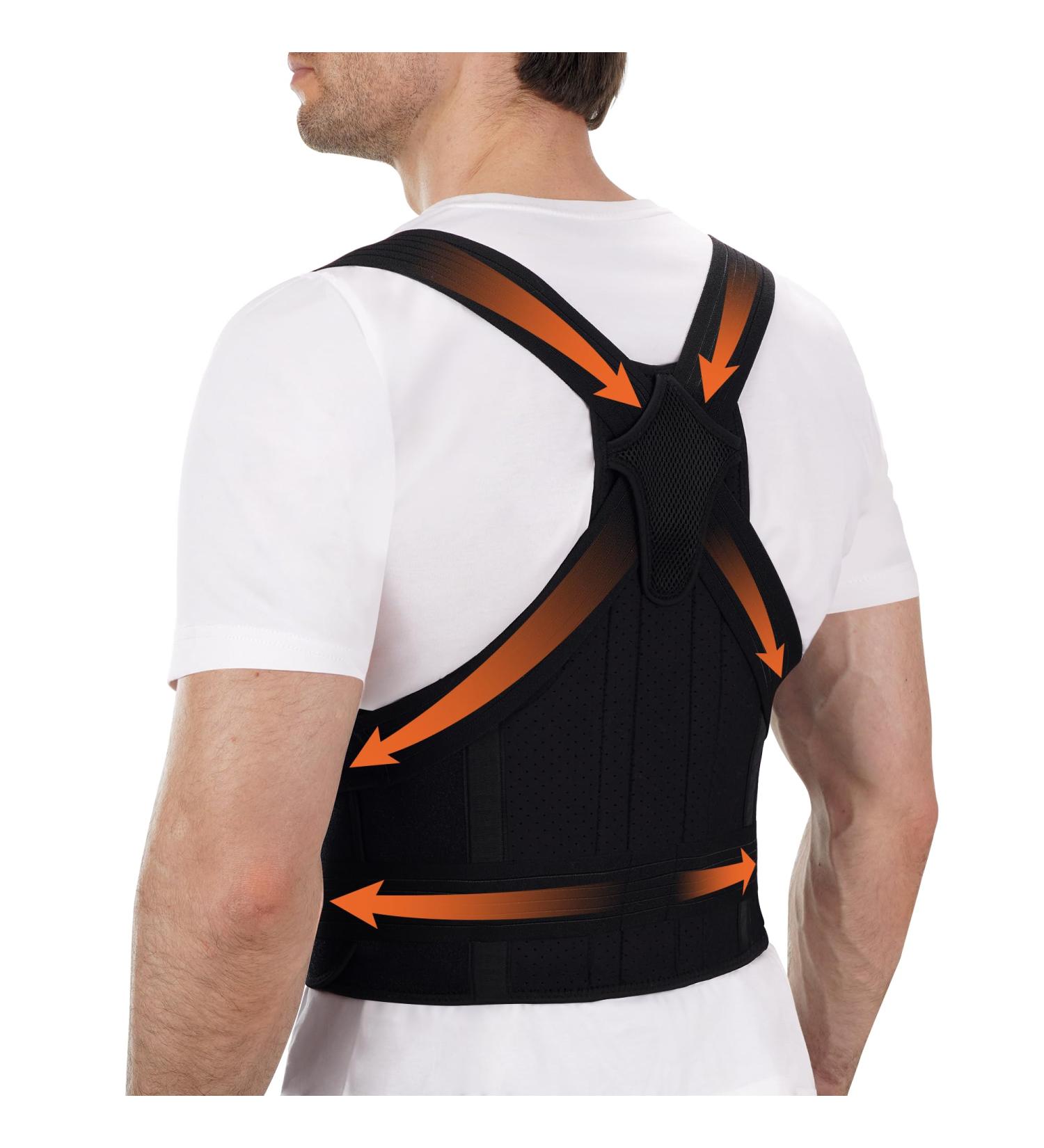 Adjustable Posture Corrector for Men & Women - Full Back Brace for Pain Relief - Scoliosis & Hunchback Support - Large Black - Buy Online on GoSupps.com