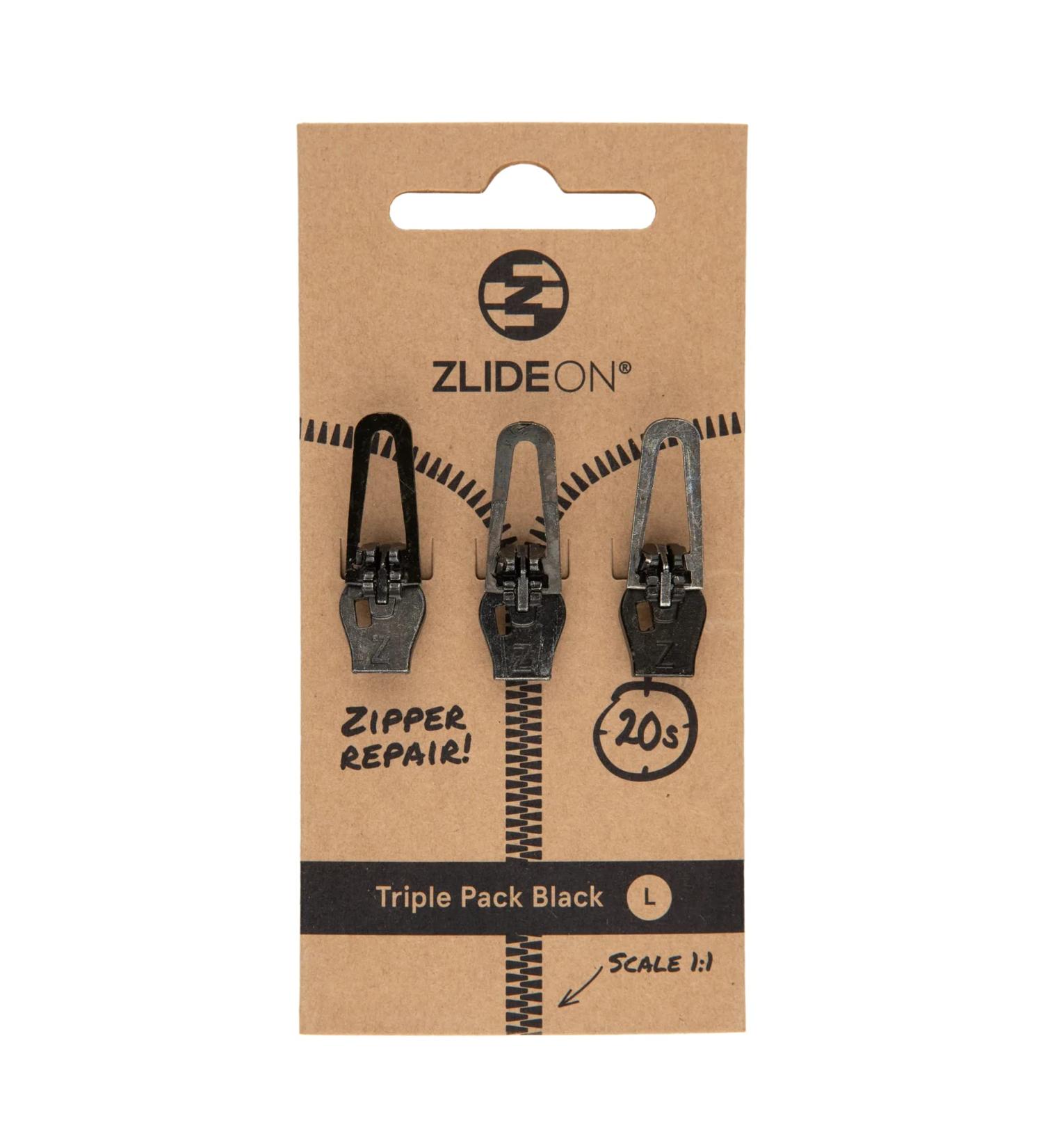 ZlideOn Zipper Replacement 3 Pack - Black Large Instant Zipper Slider | International Shipping Available - Buy Online on GoSupps.com