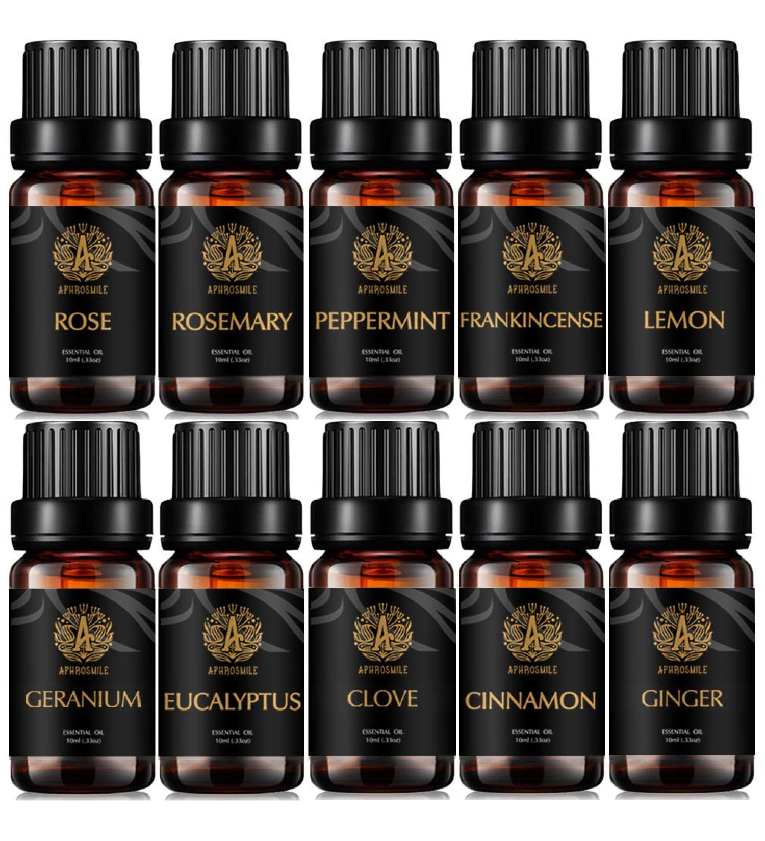 Aromatherapy Ginger Essential Oil Set for Diffuser 100% Pure Cinnamon Essential Oil Kit for Humidifier 10x10ml Therapeutic Grade Essential Oils Set - Clove Eucalyptus Frankincense Peppermint Oil - Buy Online on GoSupps.com