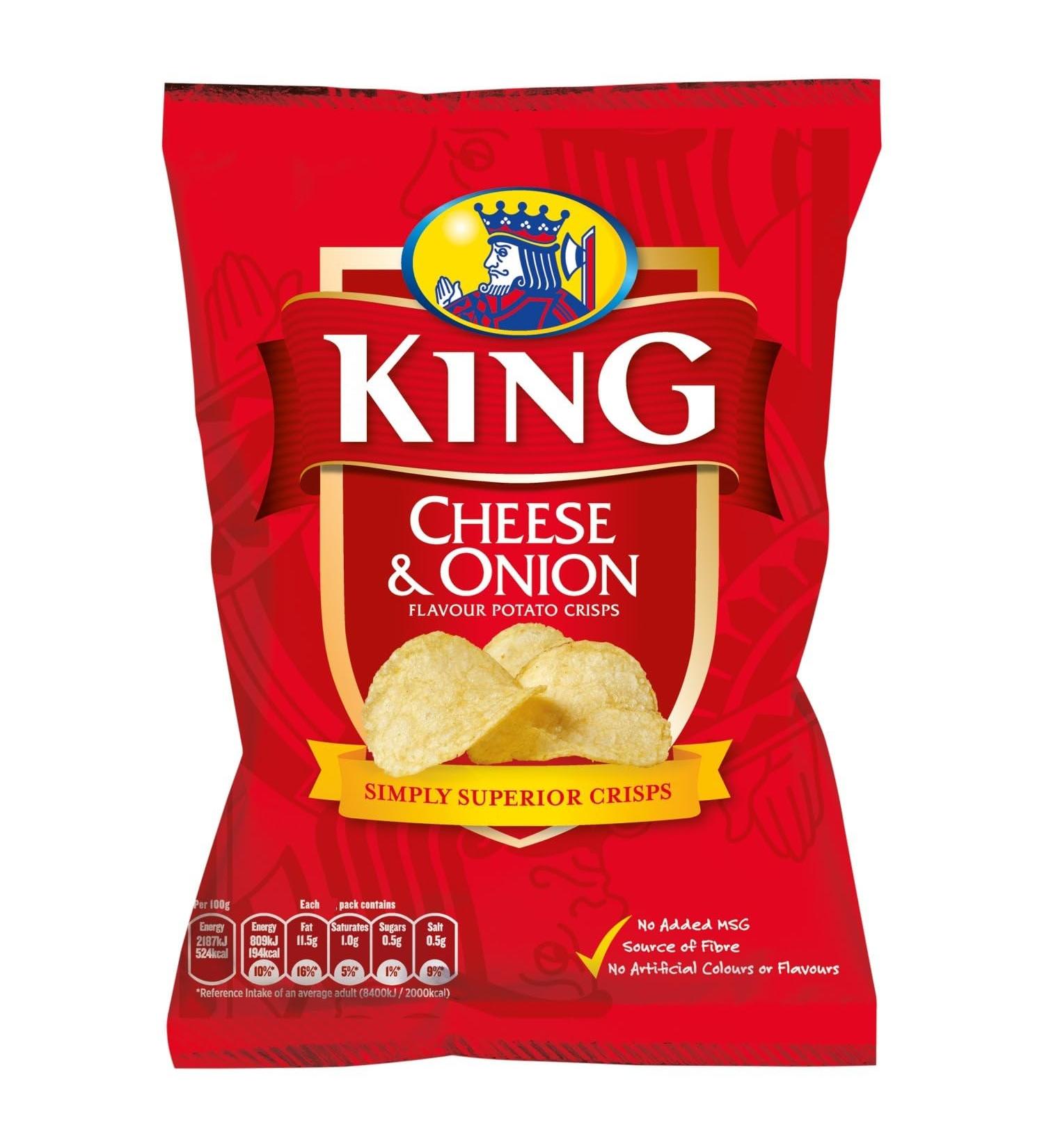 King King Crisps Irish Onion and Cheese Crisps 25 x 25g