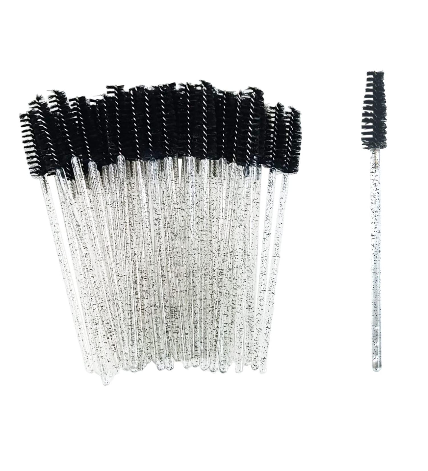 50pcs Disposable Mascara Wands - Portable Eyebrow Brush Set in Crystal Black - Buy Online on GoSupps.com