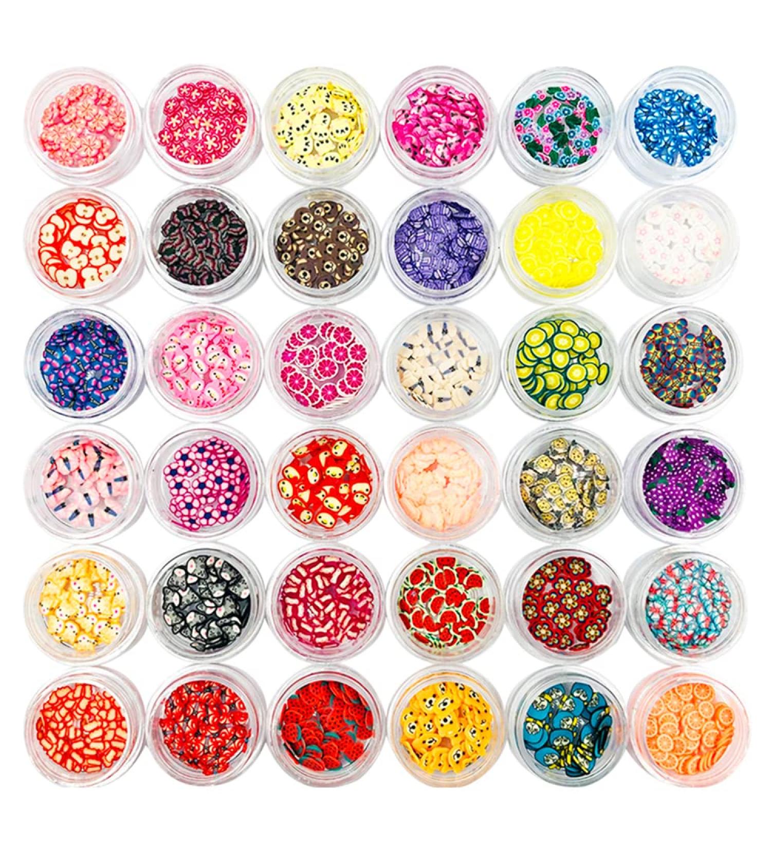 36 Boxes of Fruit Manicure Slices lyfLux 36 Styles of DIY Nail Stick 3D Soft Pottery Resin Production Lip Gloss Mobile Phone Wallet and Decorations (Fruit Animal Cartoon) - Buy Online on GoSupps.com