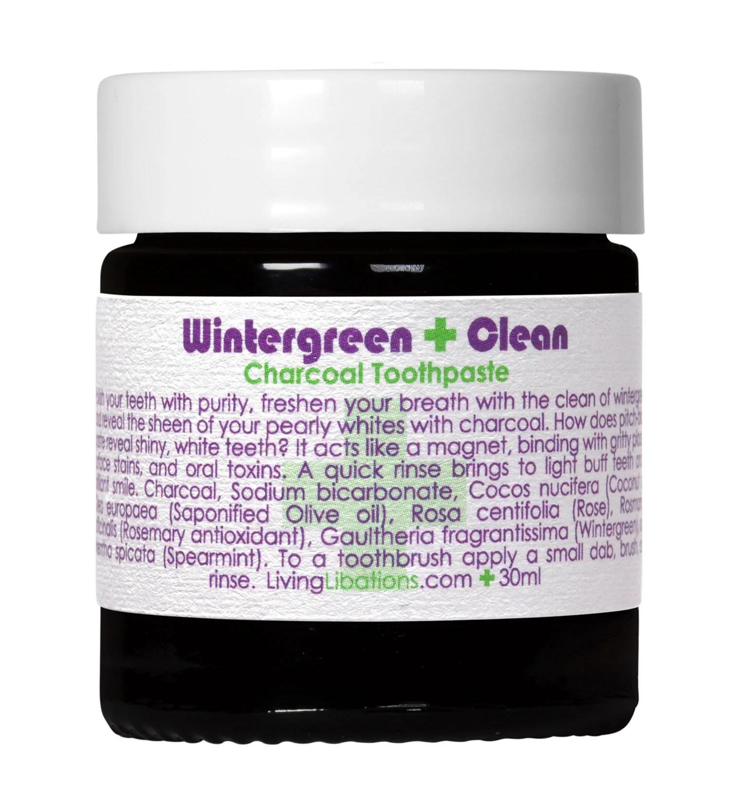 Living Libations - Organic Wintergreen Clean Activated Charcoal Toothpaste | Natural Plant-Based Clean Beauty (1 oz | 30 ml)