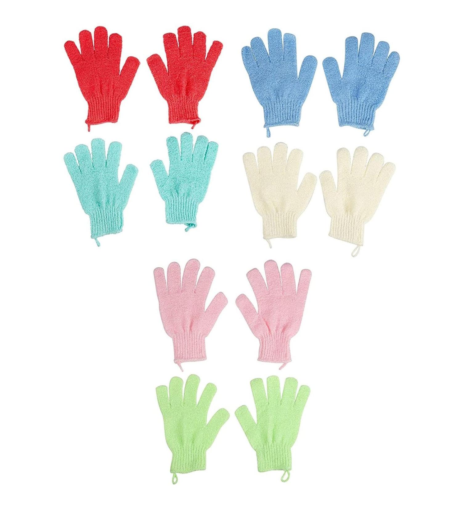 Glamlily 6 Pairs Body Exfoliating Shower Gloves Bath Scrub Wash Mitts for Women & Men | Spa Massage - 6 Colors - Buy Online on GoSupps.com