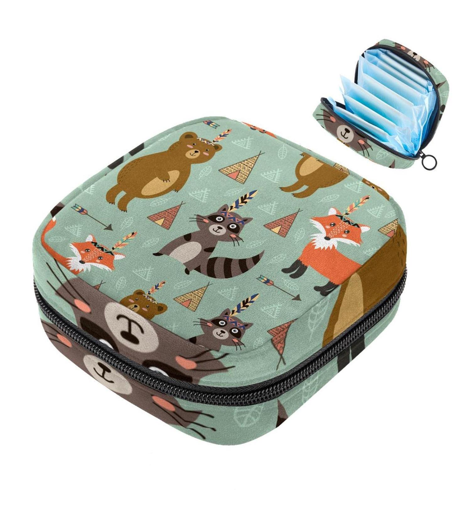 Ethnic Arrow Women's Napkin Storage Bag - Forest Animal Raccoon Fox - Portable Menstrual Cup & Bandages - Ideal for First Periods - Buy Online on GoSupps.com