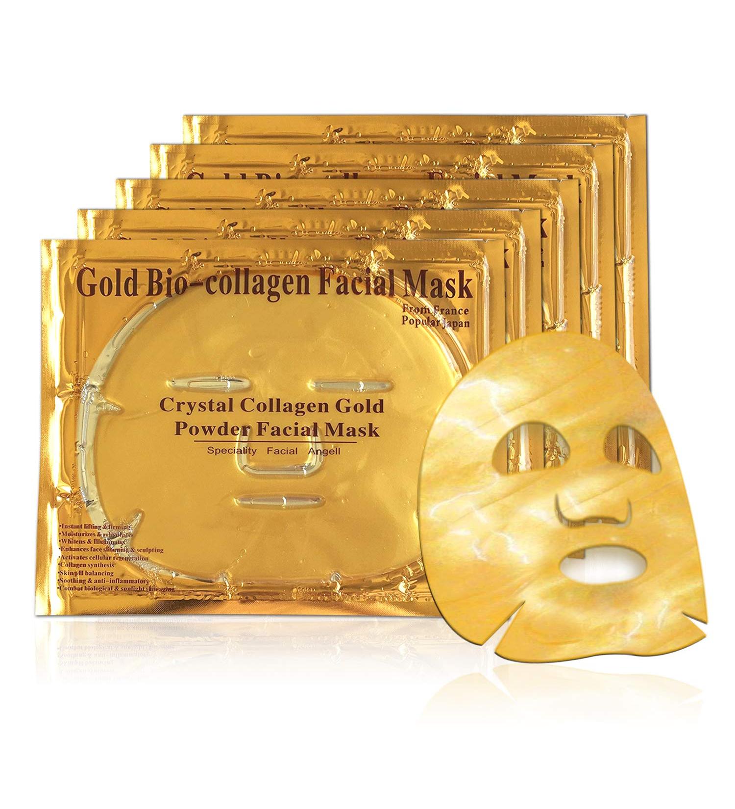 Lesb 5pcs 24k Gold Gel Collagen Masks - Anti-Aging Puffiness Relief & Deep Tissue Rejuvenation for Summer Skincare - Buy Online on GoSupps.com