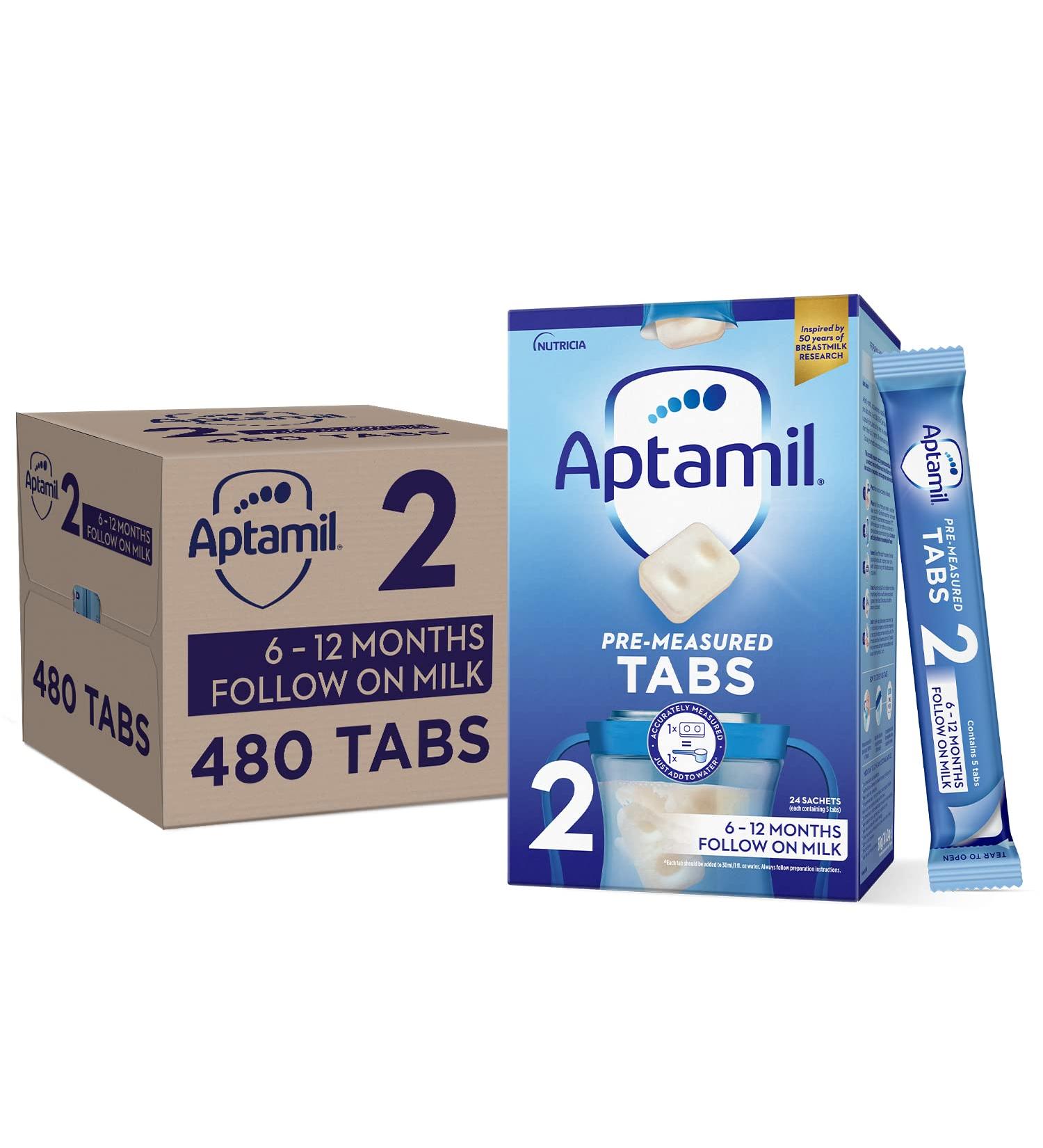 NUTRICIA LTD Aptamil 2 Follow On Baby Milk Formula PreMeasured Tabs 612 Months 120 Tabs Pack of 4 1 Tab 1 Scoop 24 g - Buy Online on GoSupps.com