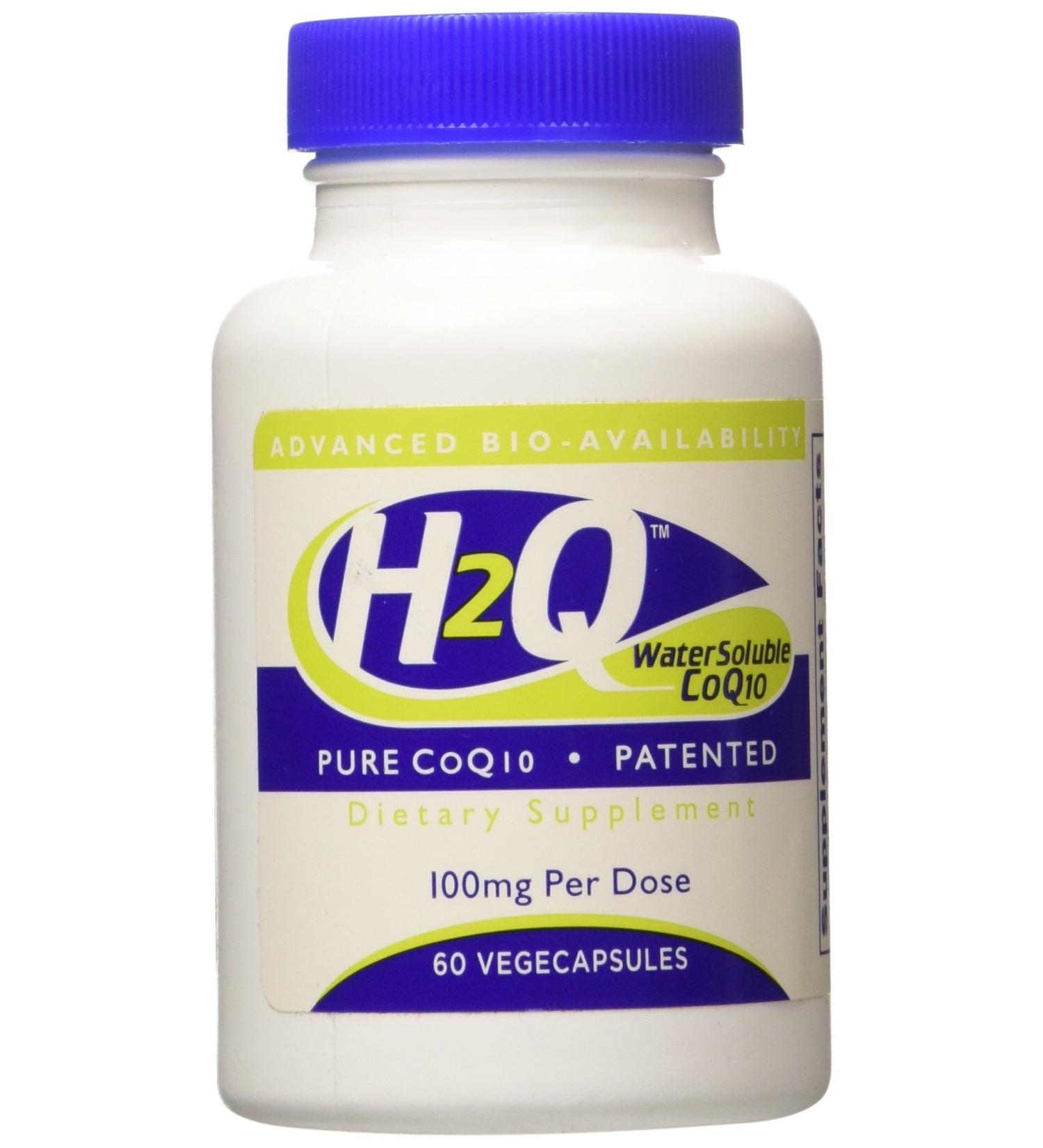Health Thru Nutrition H2Q Water Soluble CoQ10 100 mg - 60 Vegetable Capsules | Best CoQ10 Supplement for Heart Health - International Shipping Available - Buy Online on GoSupps.com
