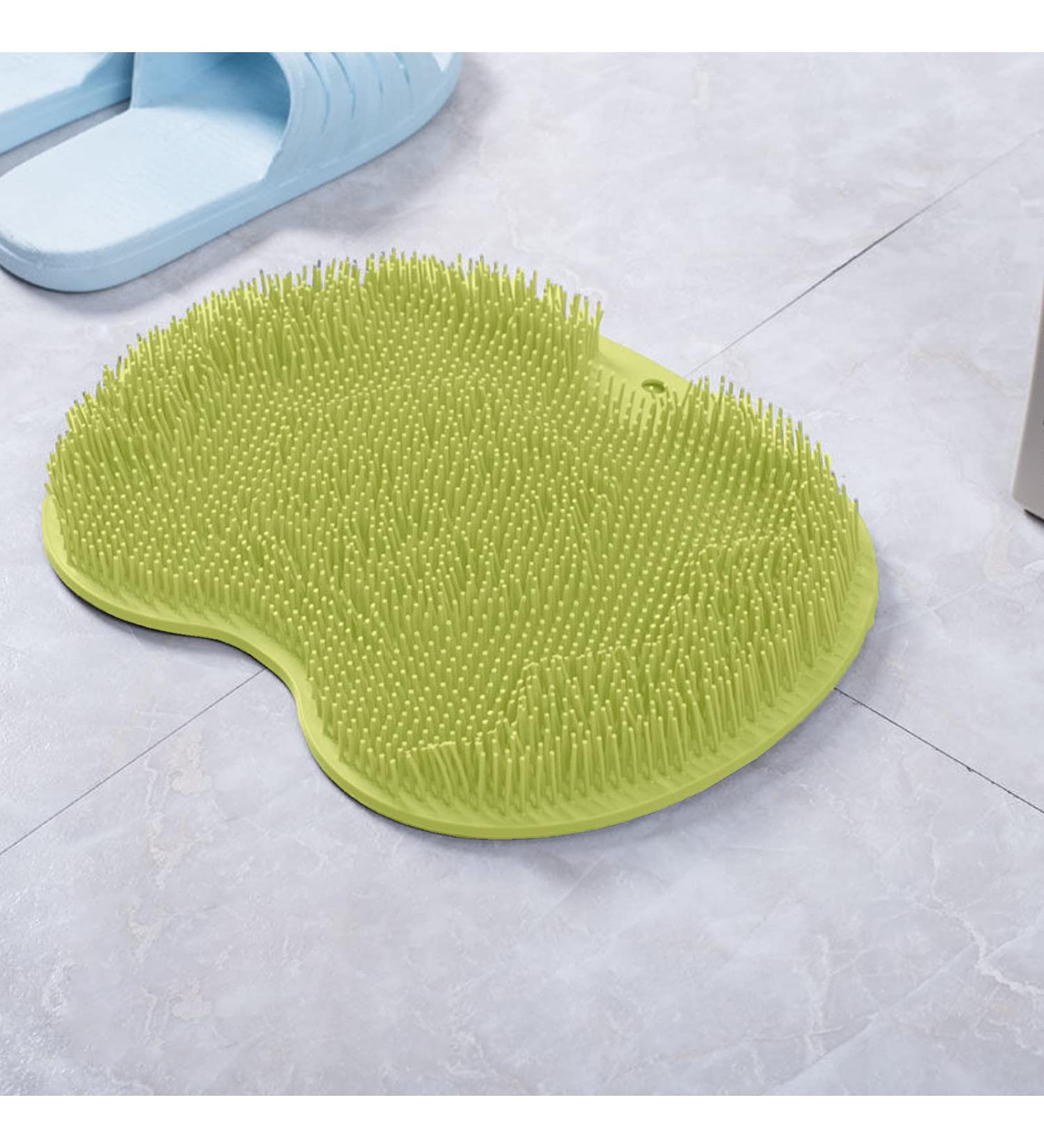 Silicone Shower Brush with Suction Cup - Exfoliating Scrubber for Back and Feet - Long Bristles for Wet/Dry Brushing - Cleans Body Easily - 30x25cm (Green) - Buy Online on GoSupps.com