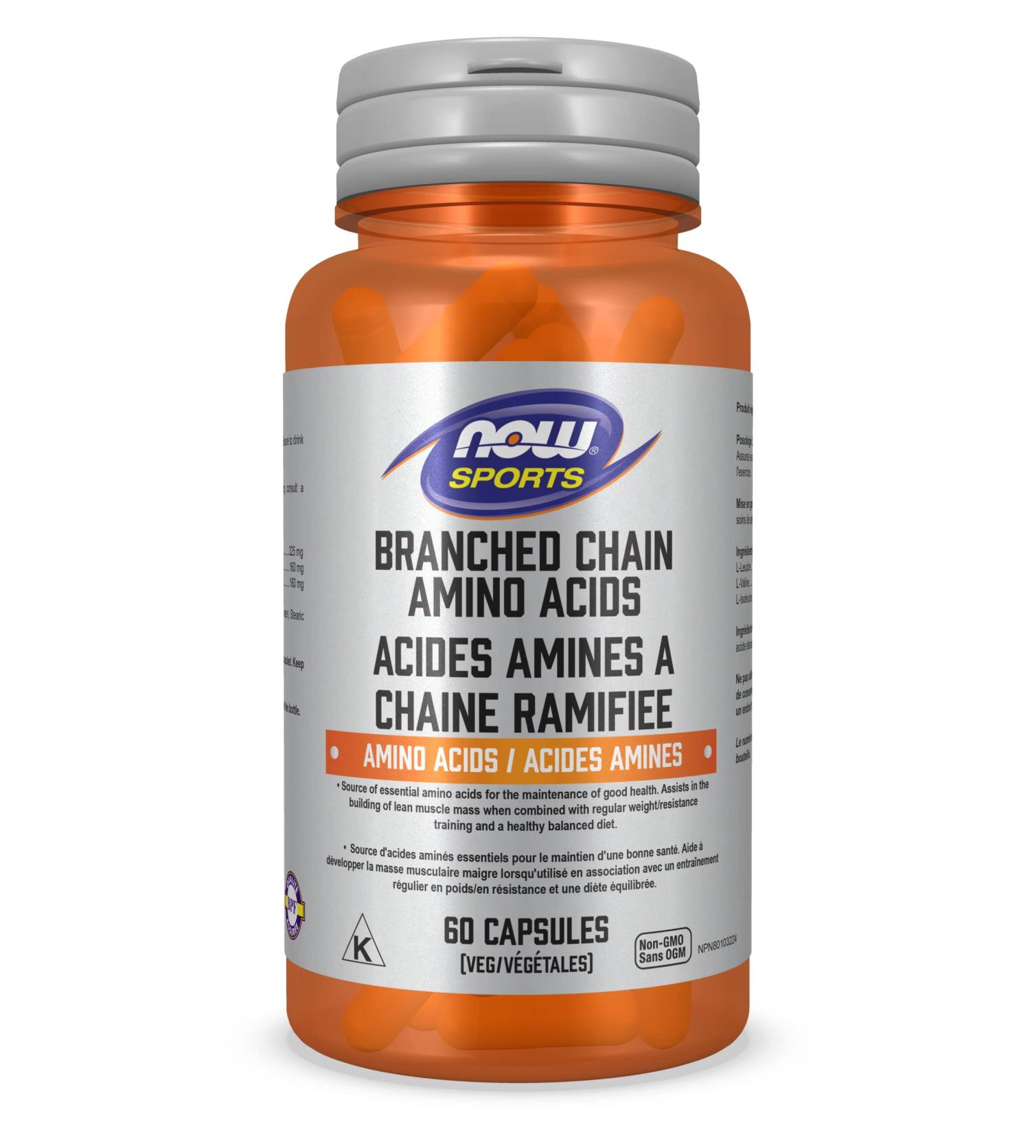 NOW Sports Nutrition Branched Chain Amino Acids With Leucine Isoleucine and Valine 60 Veg Capsules - Buy Online on GoSupps.com