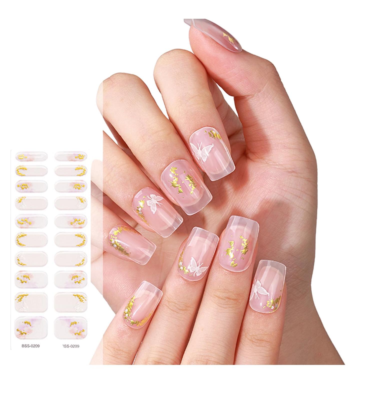 Morain gel nail strips for women 20 pack semi-cured gel nail wraps long lasting gel stickers with soft shiny gel finish semi-cured nail strips with UV lamp french tip strips - Buy Online on GoSupps.com