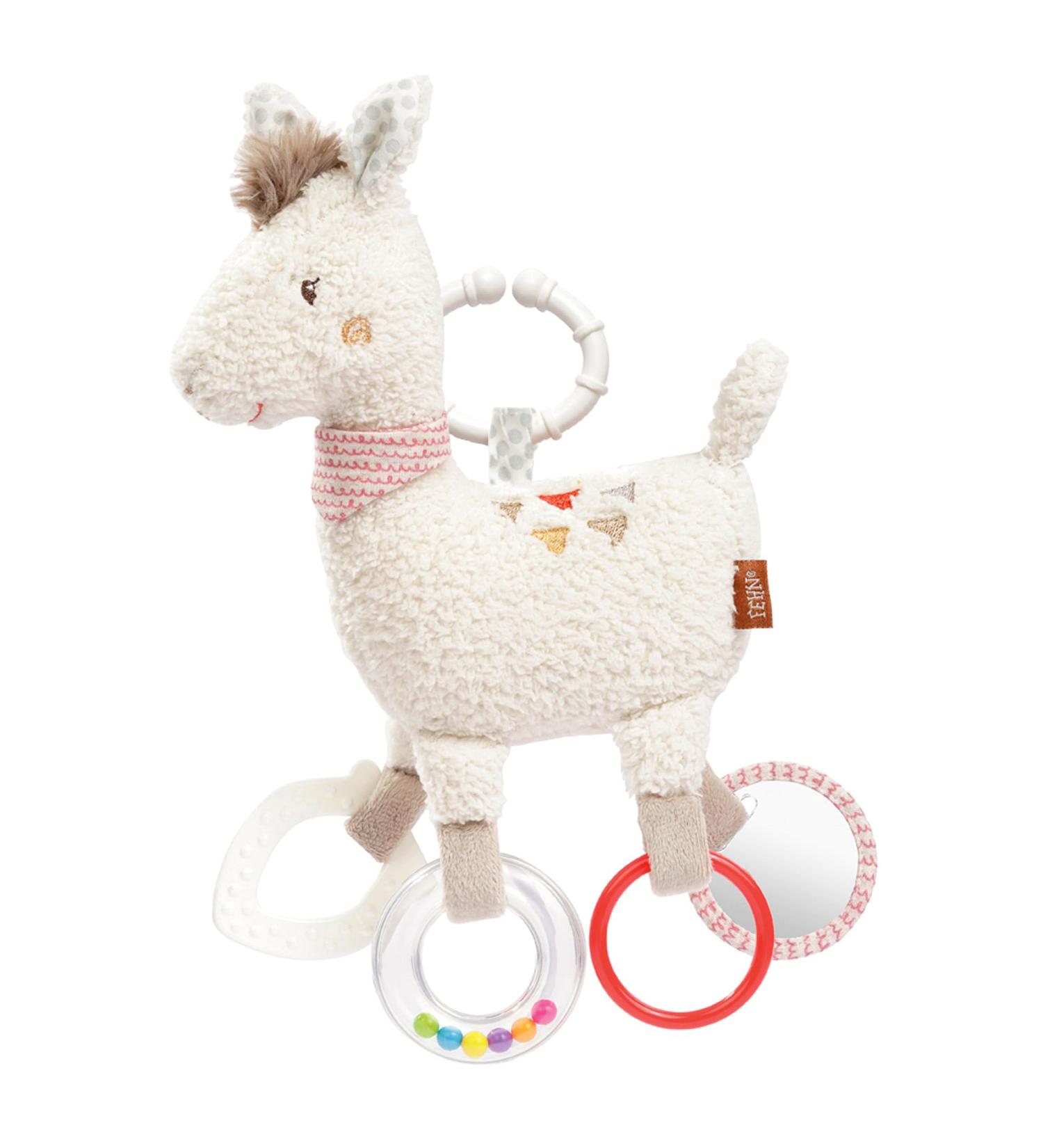 Fehn Activity Toy Lama - Motoric Baby Toy with Fastening Ring | Gripping Elements for Infants & Toddlers | Cuddly Animal Toy for 0+ Months - Buy Online on GoSupps.com