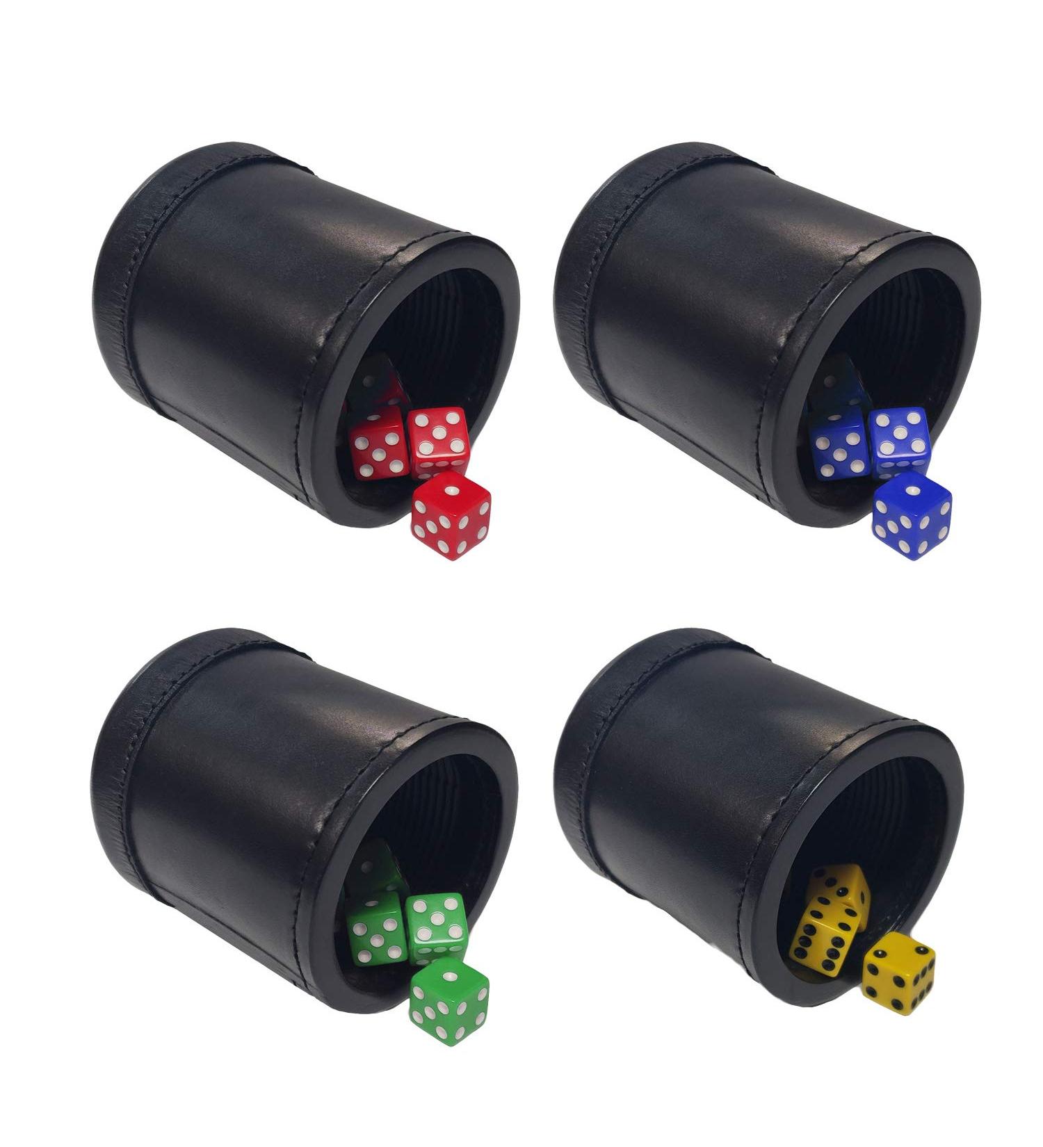 Marion's Bundle: 4 Deluxe Leather Dice Cups with Color Dice - Dark Mahogany - Buy Online on GoSupps.com