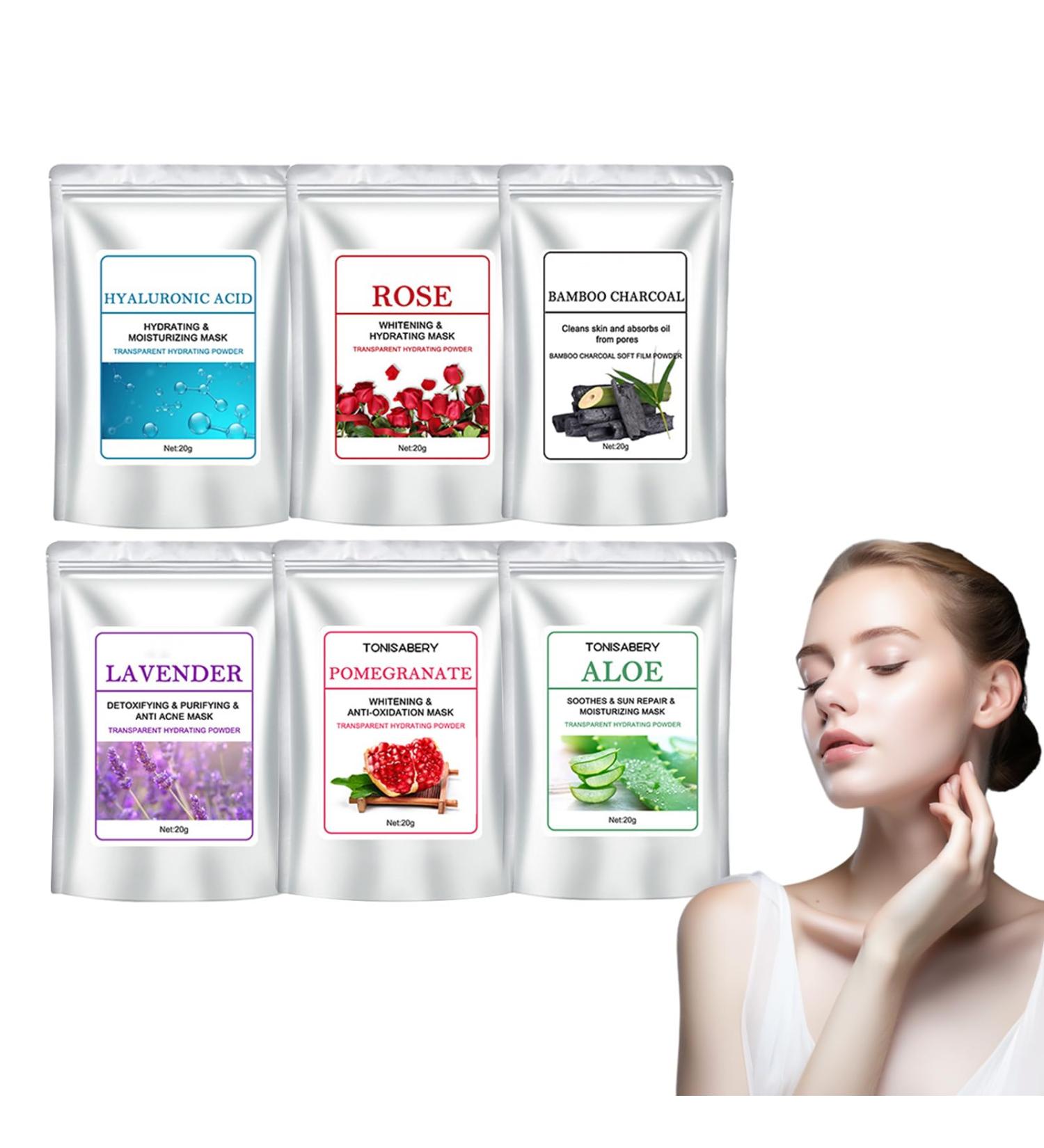 04 6 pieces jelly mask powder for facial treatments peeloff face soft mask powder for facial cleansing natural cosmetics SPA quality cleansing mask for all - Buy Online on GoSupps.com