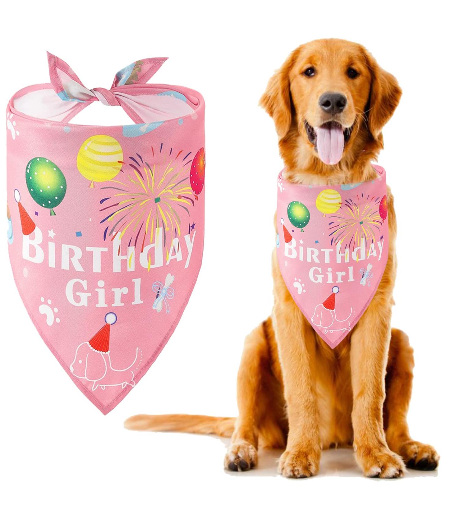 Kaket Dog Birthday Bandana - Cute Plaid Doggy Bandana for Birthday Parties (Pink) - Buy Online on GoSupps.com
