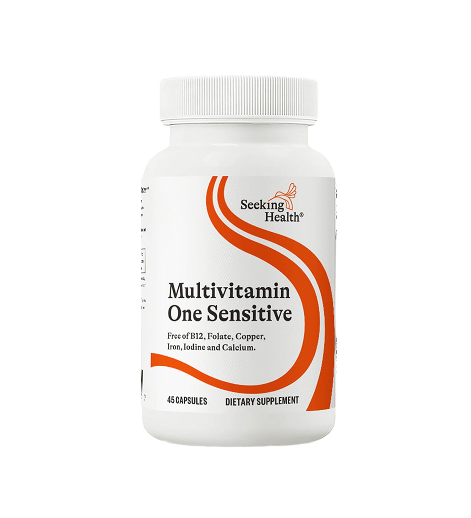 Seeking Health Multivitamin One Sensitive Daily Vitamin Without B12 Folate Copper Iron Iodine Calcium Choline and Lutein Antioxidant Support Vegetarian and Vegan (45 Capsules) - Buy Online on GoSupps.com