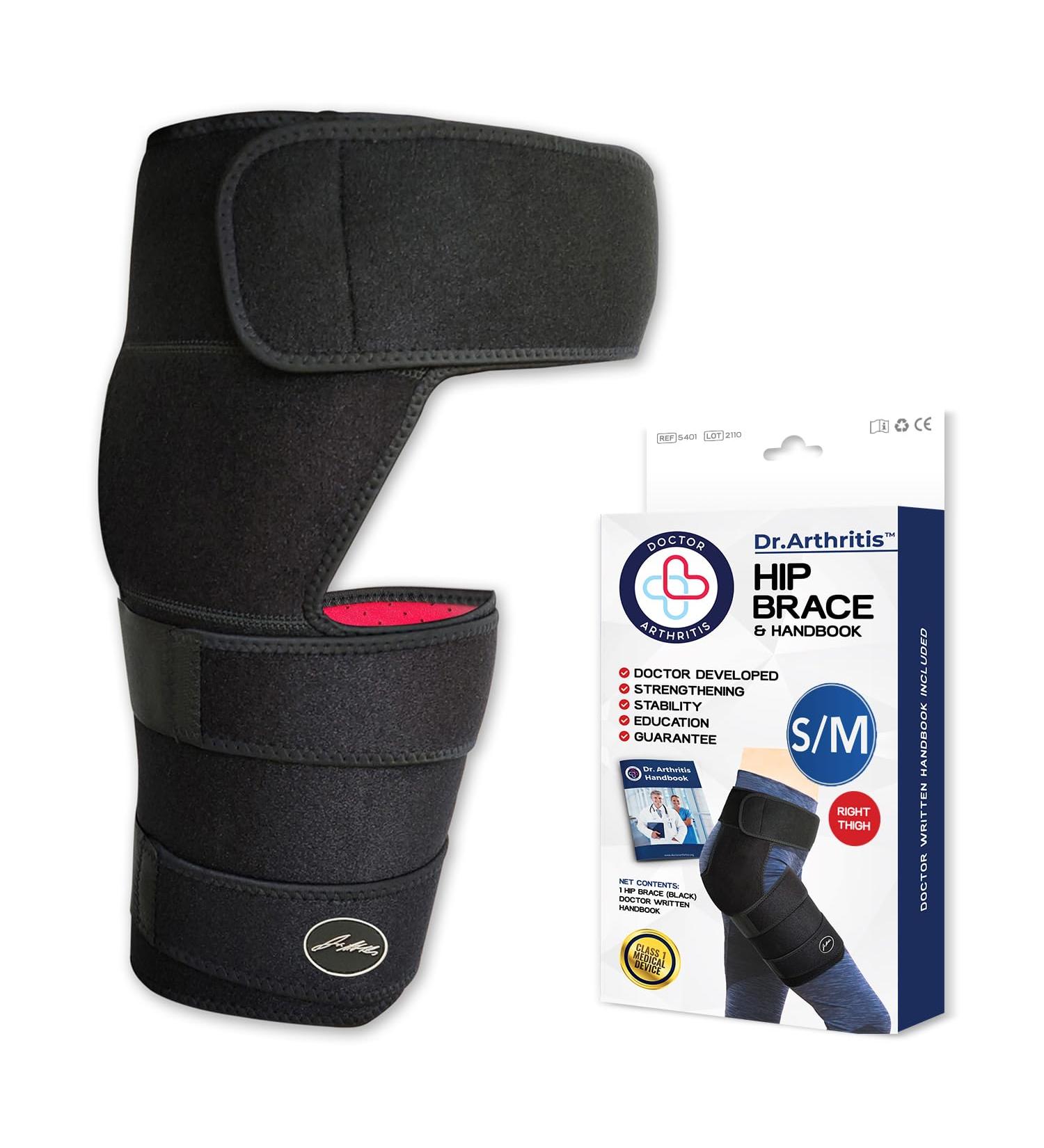 Doctor Developed Hip Brace for Sciatica Pain Relief | Compression Wrap for Strength & Support | S/M Black Right - Ideal for Men & Women - Buy Online on GoSupps.com