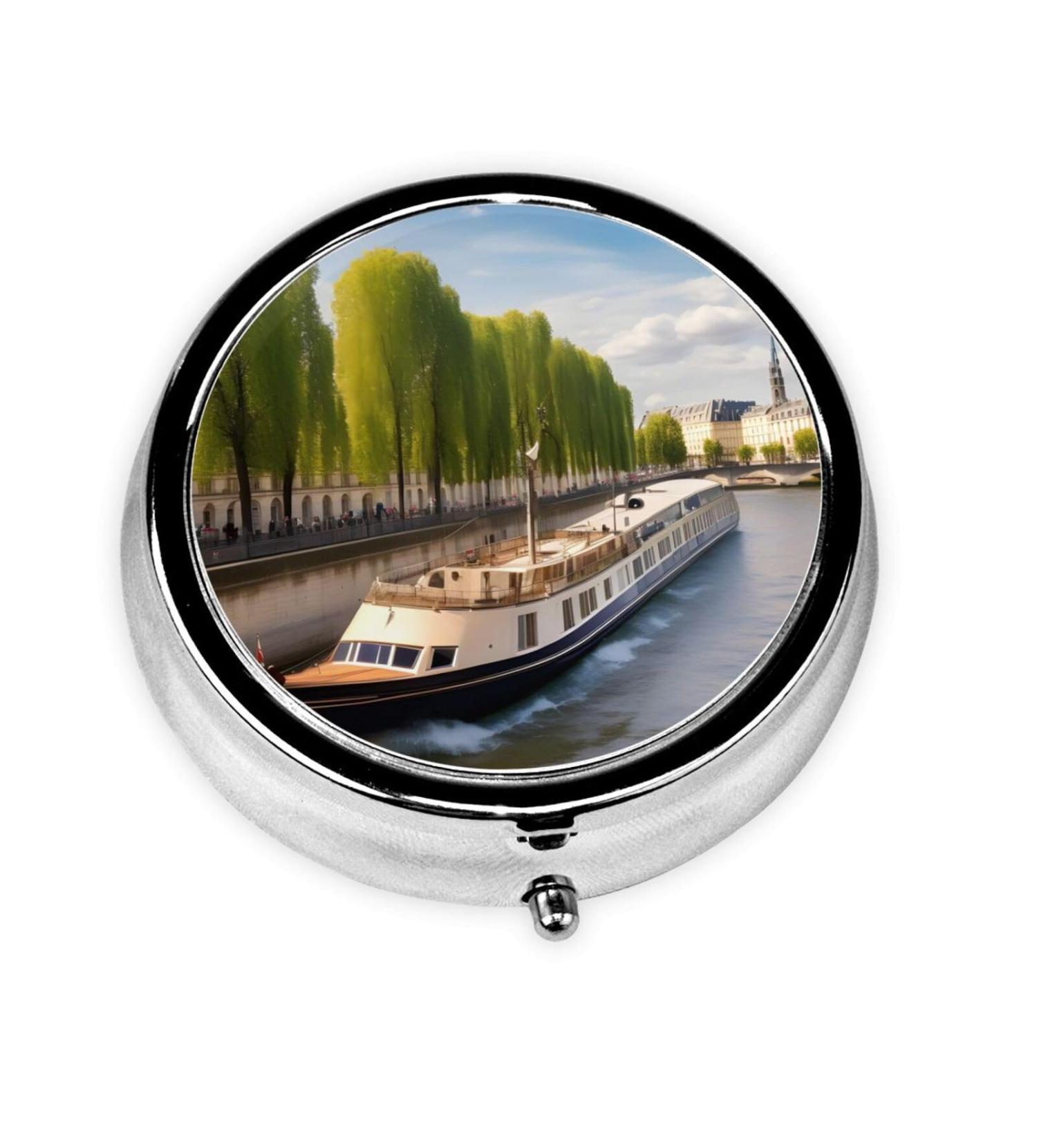 View of The Seineround Pill Box | 3 Compartment Travel Organizer - Portable & Convenient - Buy Online on GoSupps.com