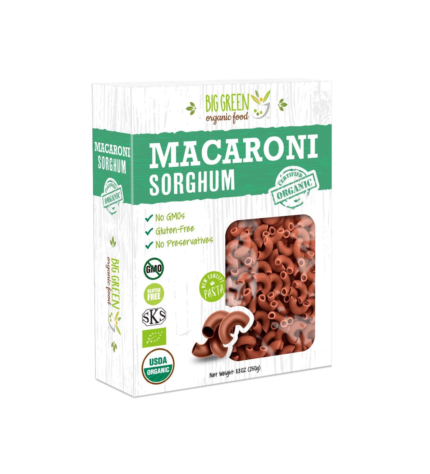 Big Green Organic Food- Organic Sorghum Macaroni, 8.8oz, Gluten-Free, Non-GMO, Vegan (1)