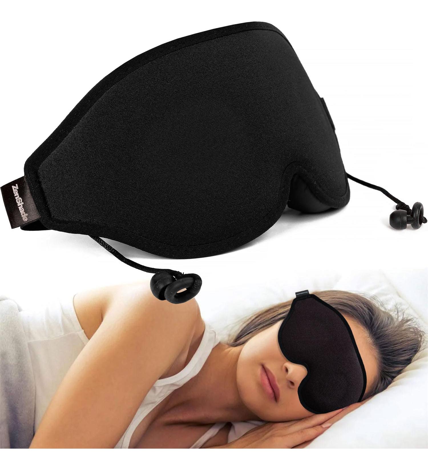 ZenShade Blackout Sleep Mask with Ear Plugs | Ultimate Comfort & Total Light Rejection | Adjustable Eye Mask for Better Sleep - Buy Online on GoSupps.com