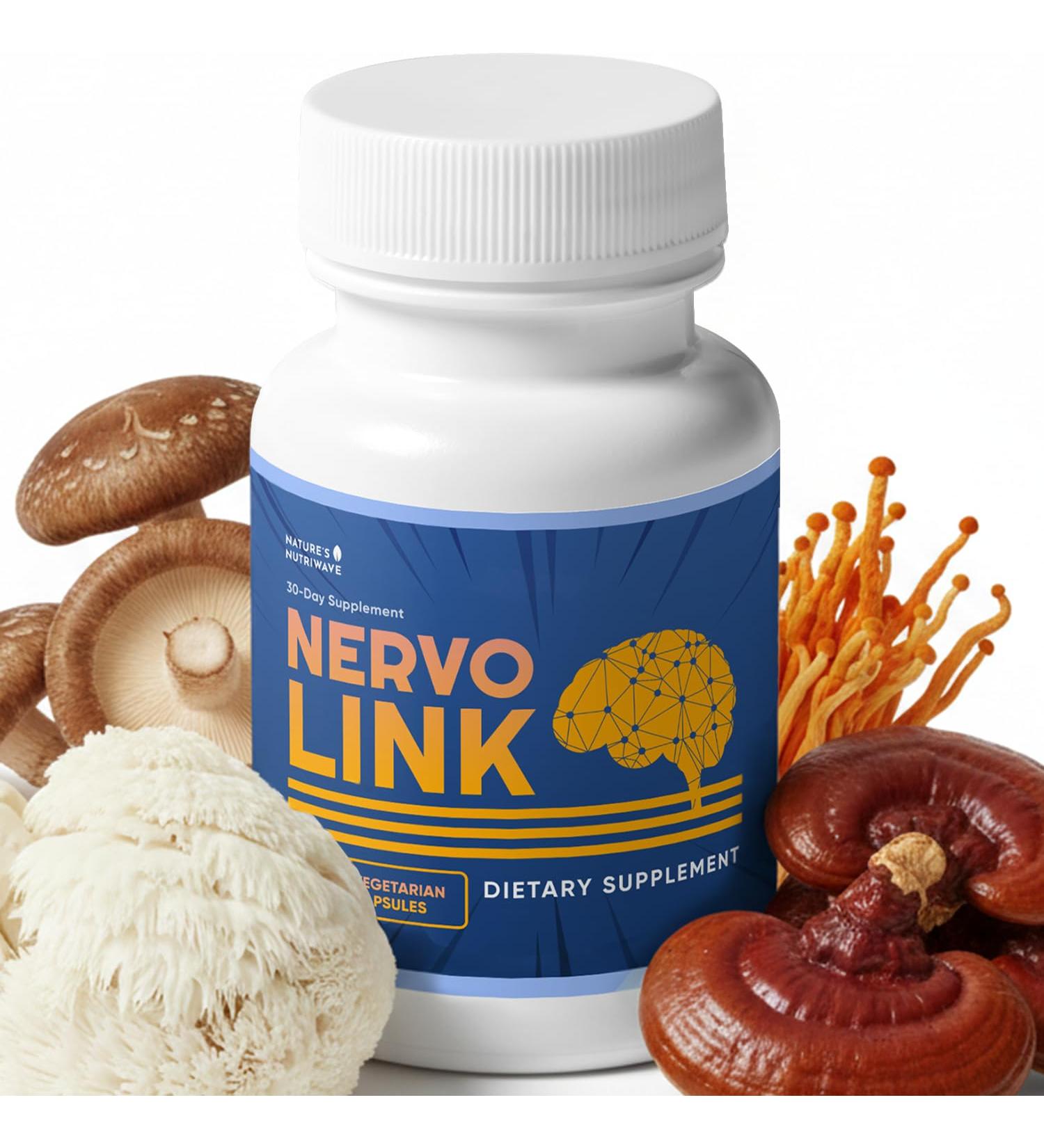 Nervolink - 100% Natural Supplement for Nerve-Support & Energy Boost with Reishi Shiitake and Lion s Mane Mushrooms Made in USA Non - GMO - 60 Capsules 1 Month Supply 60 Count (Pack of 1) - Buy Online on GoSupps.com
