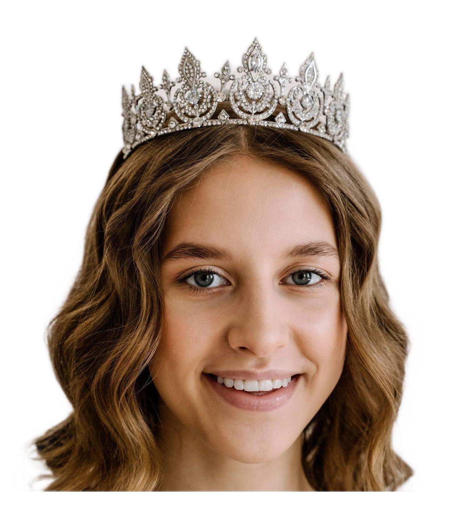 AW BRIDAL Crystal Wedding Tiara for Bride - Silver Princess Crown for Women - Buy Online on GoSupps.com