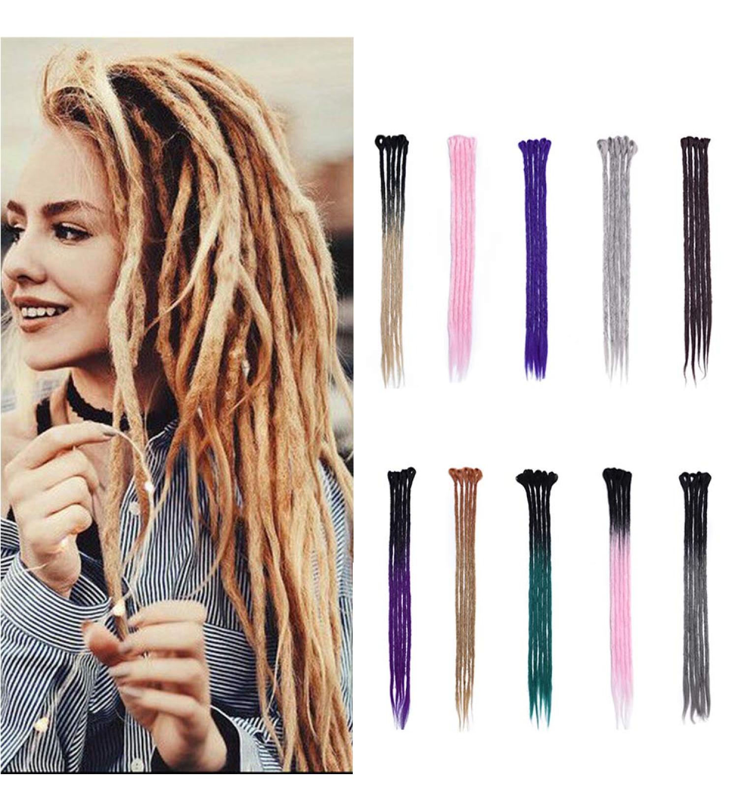 Silk-co 24 inch Dreadlocks Extension Handmade Dread Locks Ombre Synthetic Crochet Braiding Hair Extensions for Man Women Twist Braid Black-Dark Grey  - Buy Online on GoSupps.com