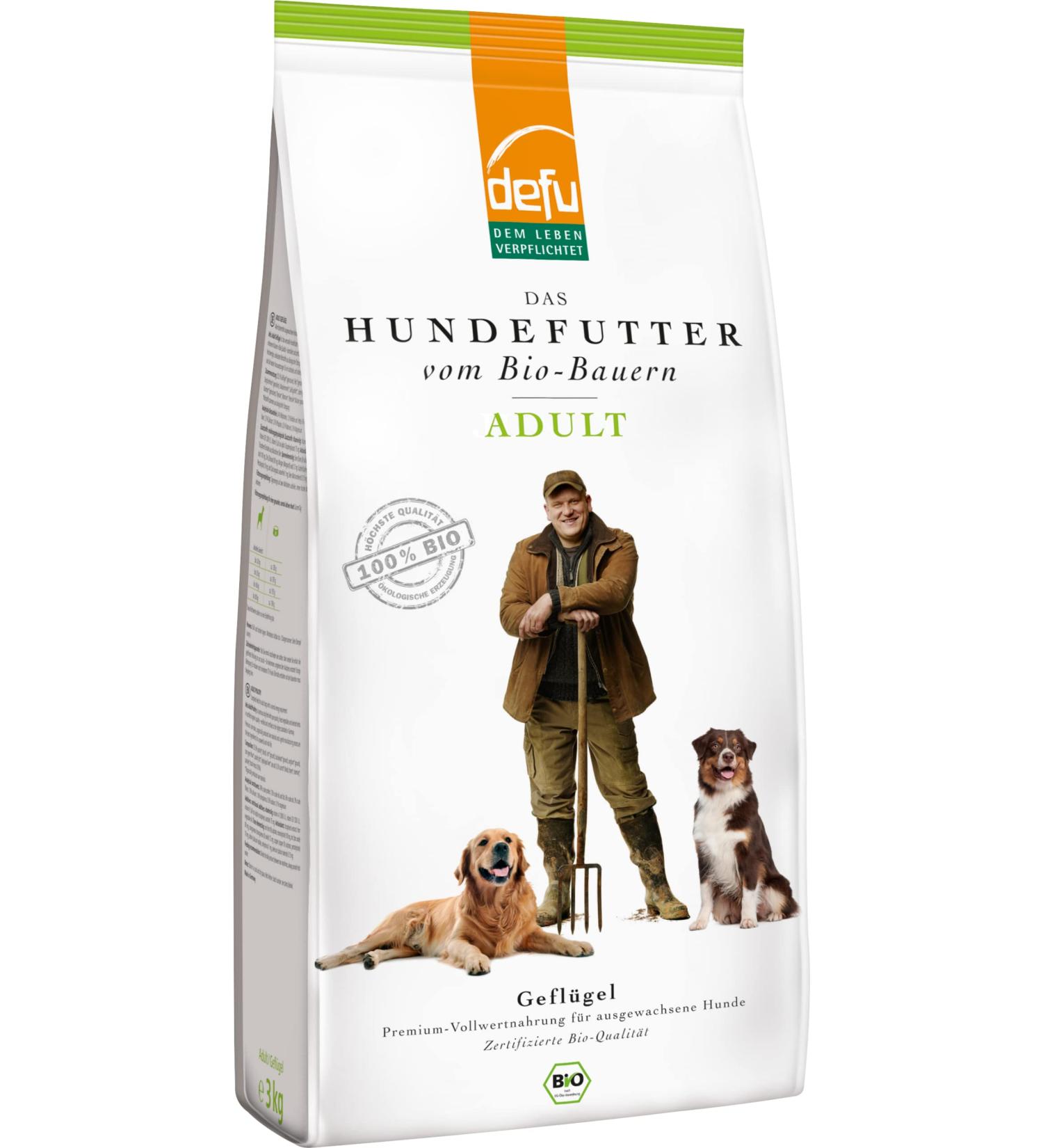 defu Dog Food | 3 x 3 kg | Organic Poultry Adult | Premium Organic Dry Food for Adult Dogs - Buy Online on GoSupps.com