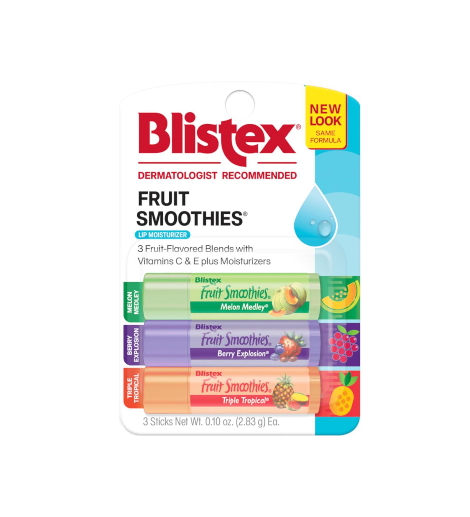 Blistex Fruit Smoothies Lip Moisturizers 3 Sticks 0.10 oz each Pack of 10 - Buy Online on GoSupps.com