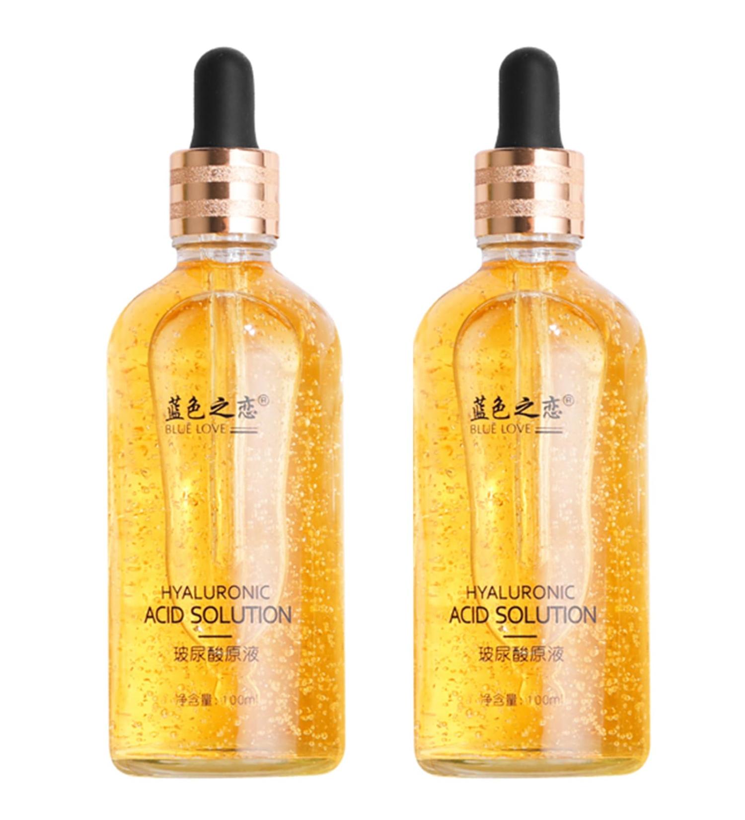 BLUE LOVE 2PC 24K Gold Foil Hyaluronic Acid Serum for Women & Men - Anti-Aging Essence for Deep Moisturization and Dark Spot Reduction - Radiant Skin Care Solution Unscented 3.38 Fl Oz (Pack of 2) - Buy Online on GoSupps.com