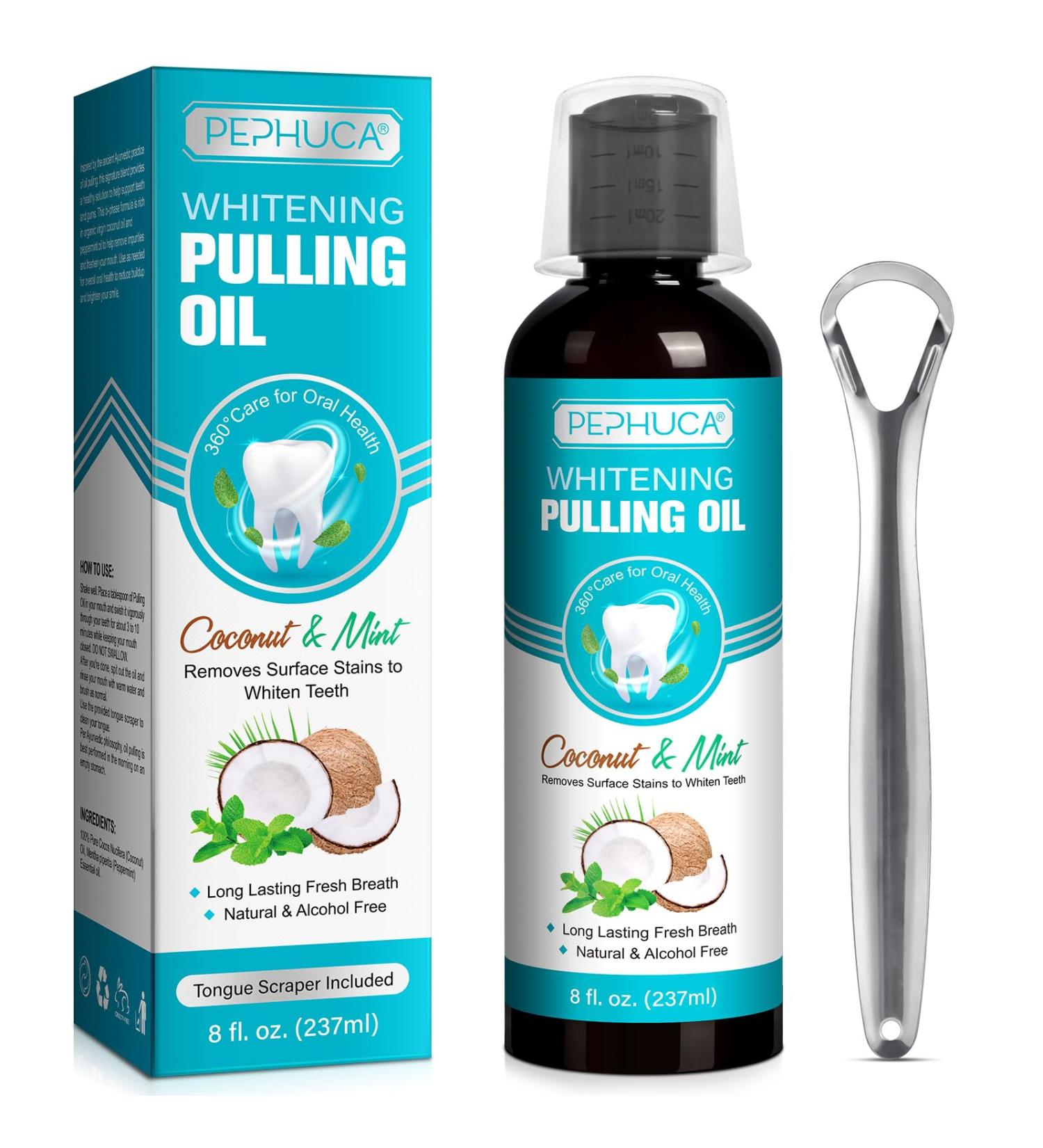 Oil Pulling Mouthwash - Coconut & Mint Alcohol-Free Organic Essential Oil for Bad Breath & Gum Health - 8 Fl Oz - Buy Online on GoSupps.com