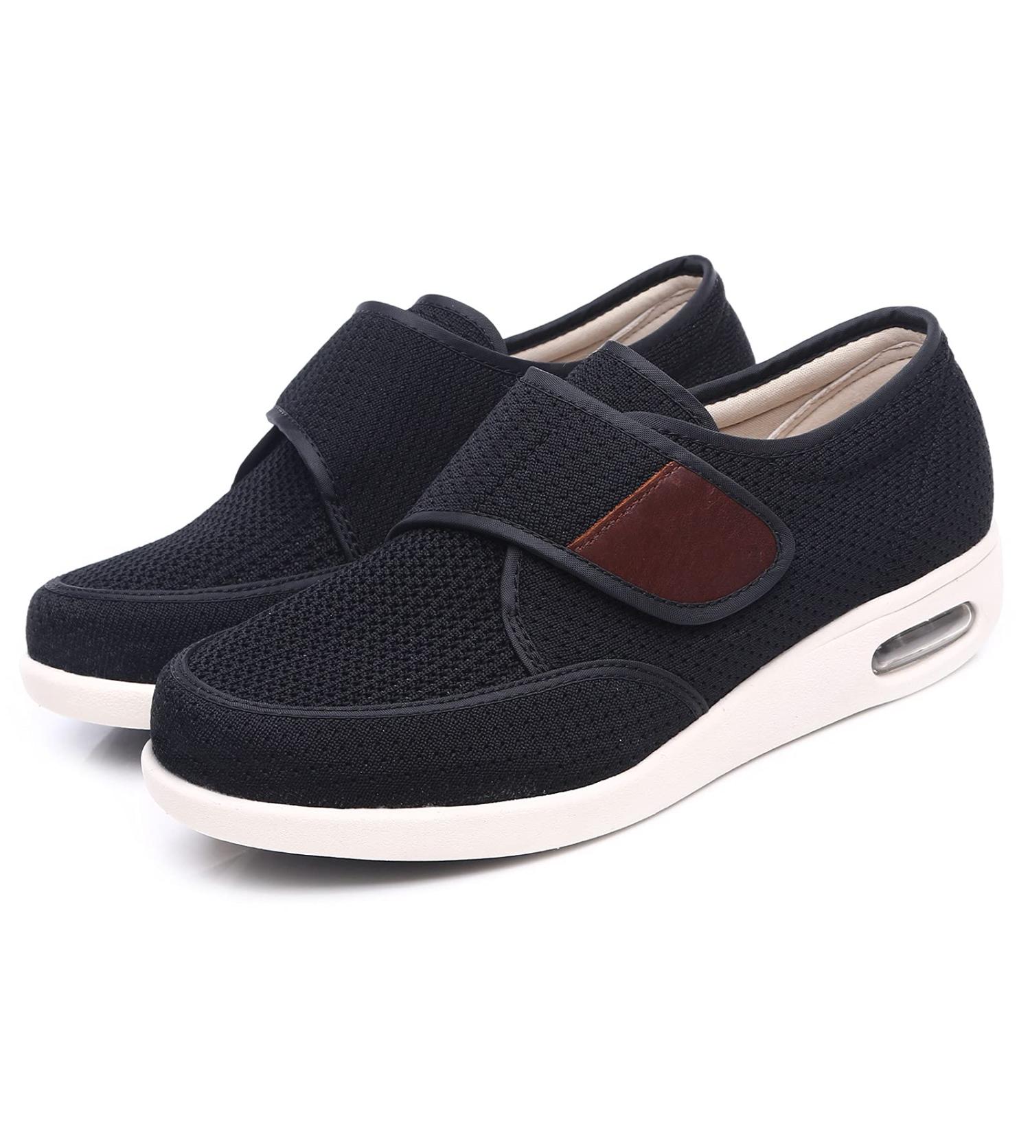 W&Le Men's Wide Width Air Cushion Walking Shoes - 12 Wide - Non-Slip Lightweight Sneakers for Diabetic Edema Plantar Fasciitis - Buy Online on GoSupps.com