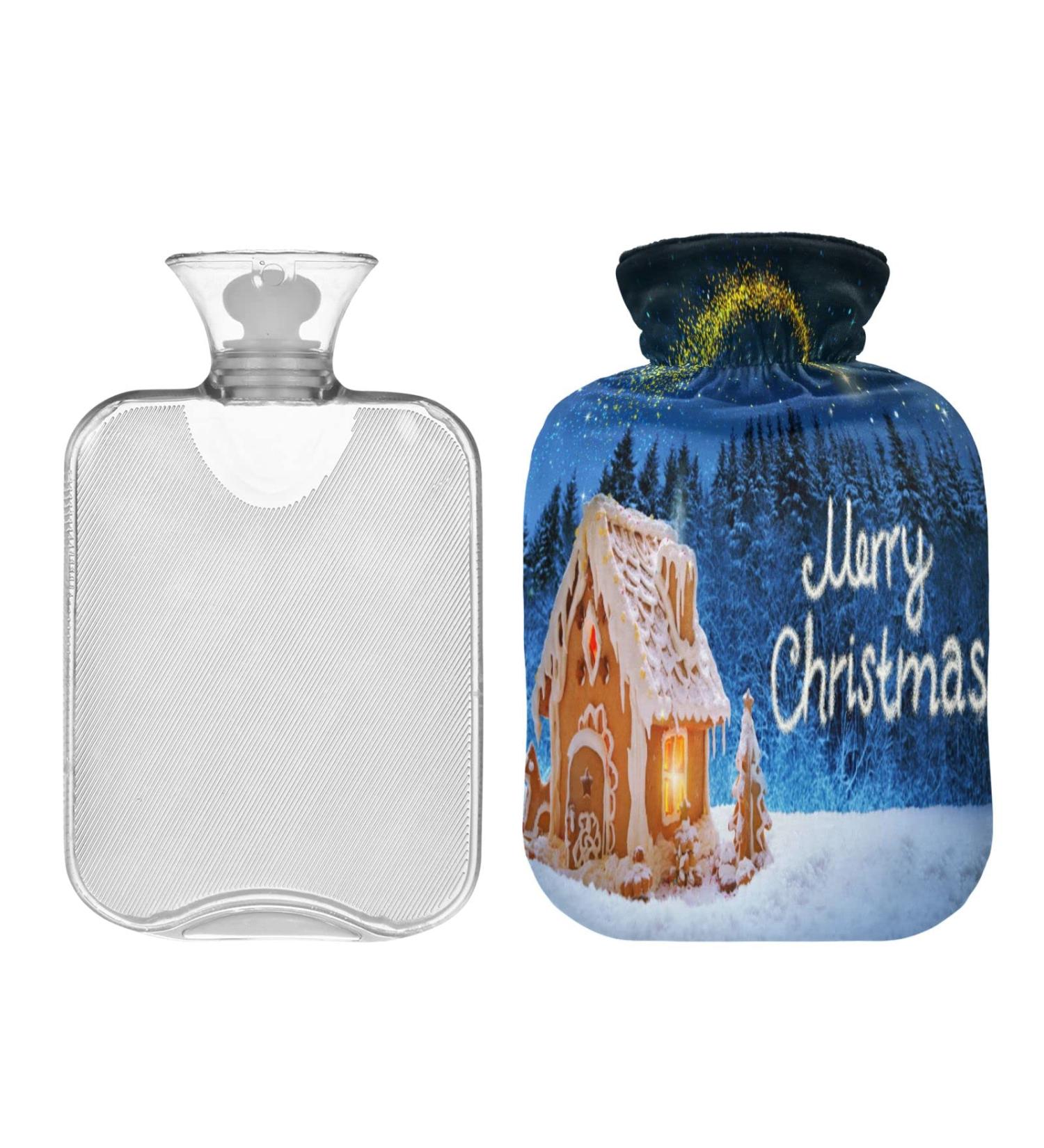 KCL Deci Hot Water Bottle 2L with Cover | Merry Christmas Gingerbread House | Foot Warmer & Pain Relief | Hot & Cold Therapy for Cramps - Buy Online on GoSupps.com