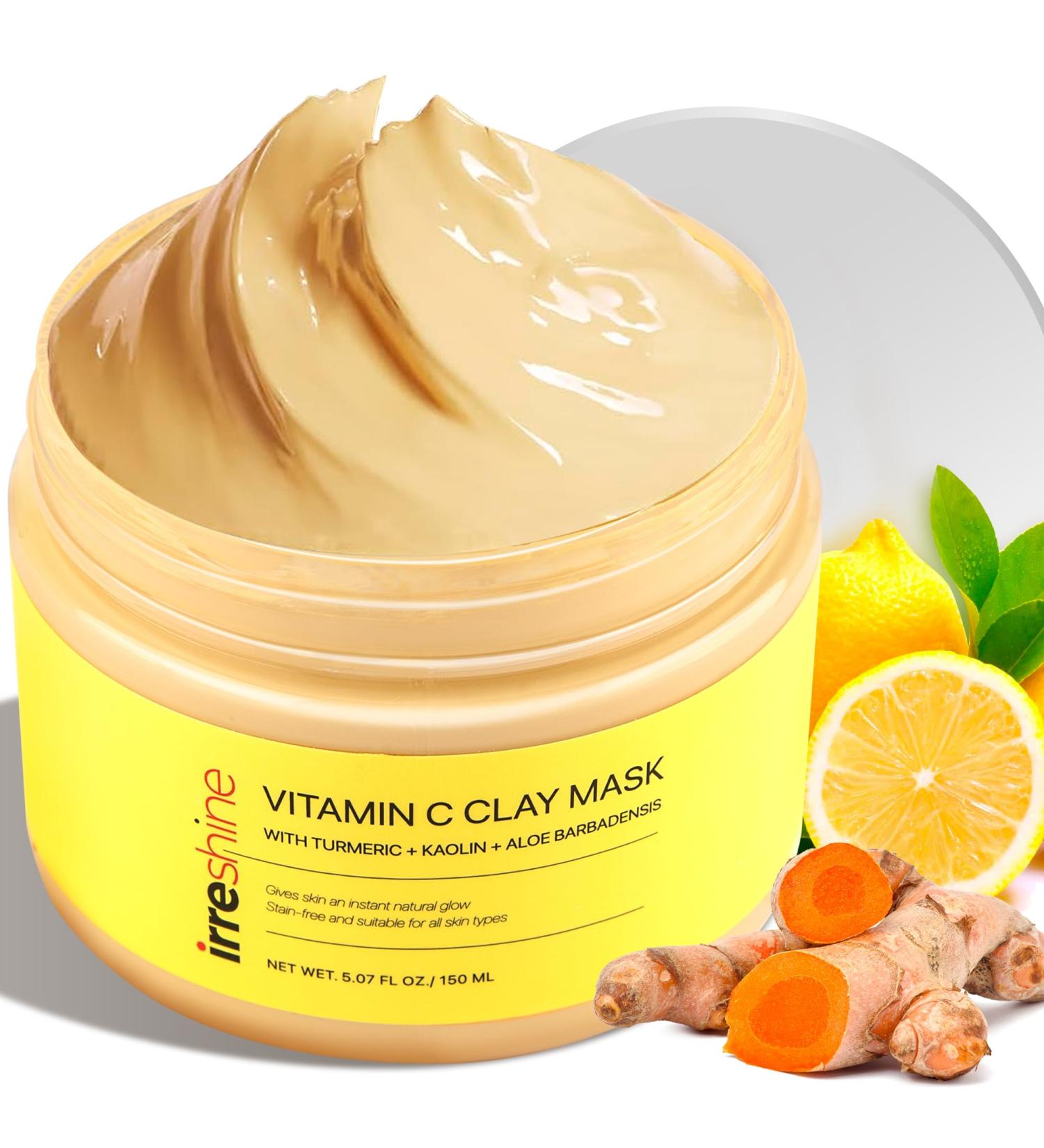 Turmeric Vitamin C Clay Mask - Brightening Face Mask 5.07oz/150ml | Revitalize Skin & Reduce Blemishes - Buy Online on GoSupps.com