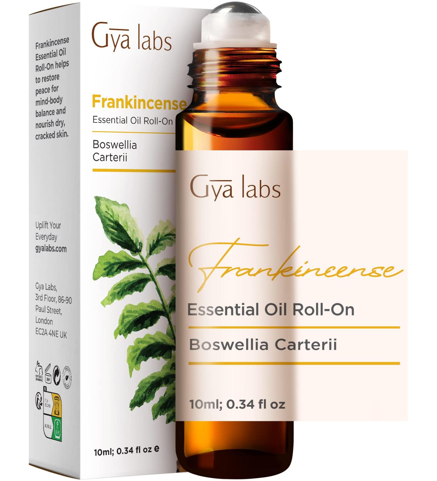 Gya Labs Frankincense Essential Oil Roll On (10ml) - Spicy Woody Scent - Natural Frankincense Oil - 10ml (Pack of 1) - Buy Online on GoSupps.com