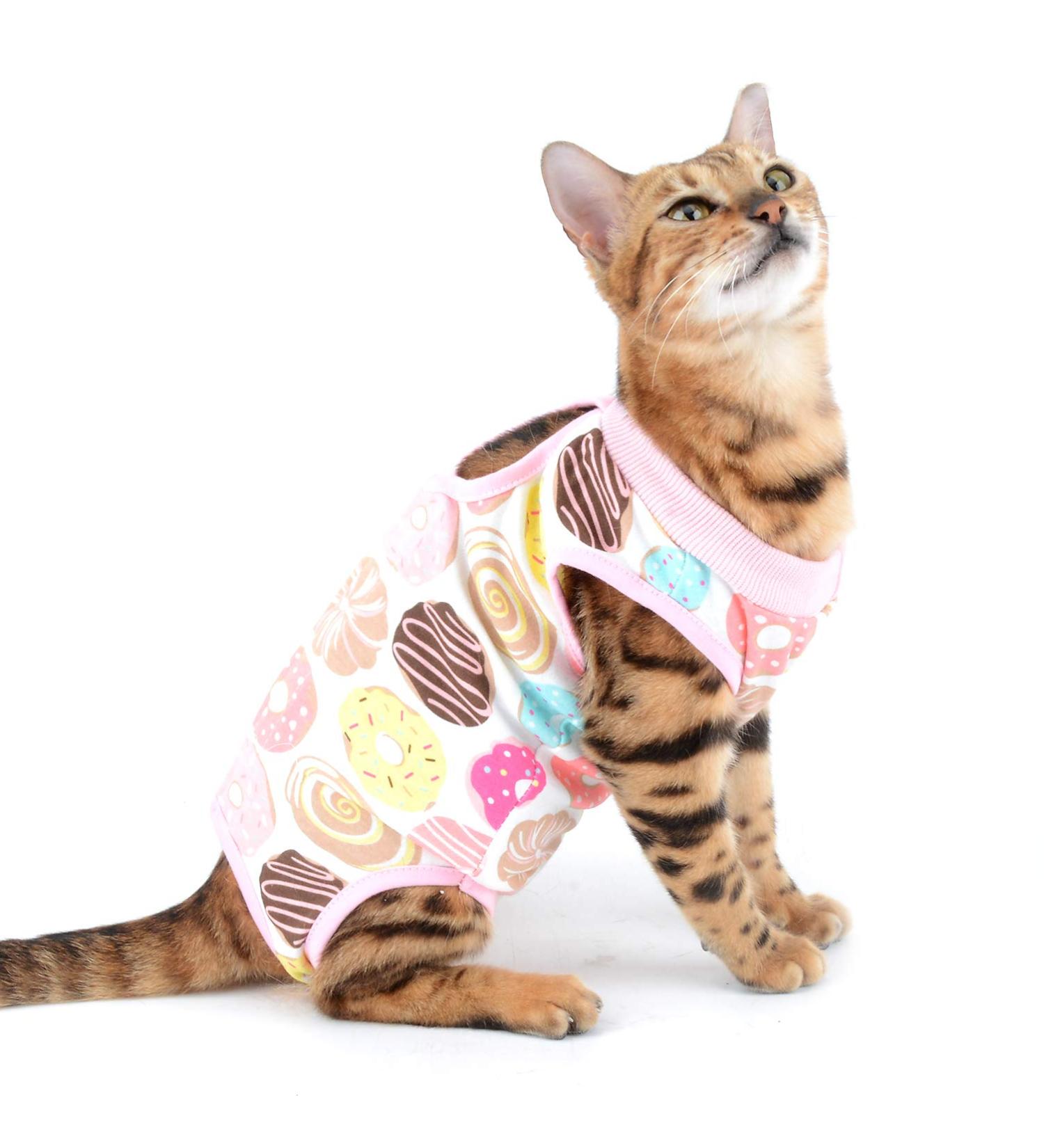 Selmai Medical Pet Shirt for Dogs & Cats - Soft Cotton E-Collar Alternative Post-Op Wound Protection Prevent Licking & Skin Diseases - Rosa L Donut - Buy Online on GoSupps.com