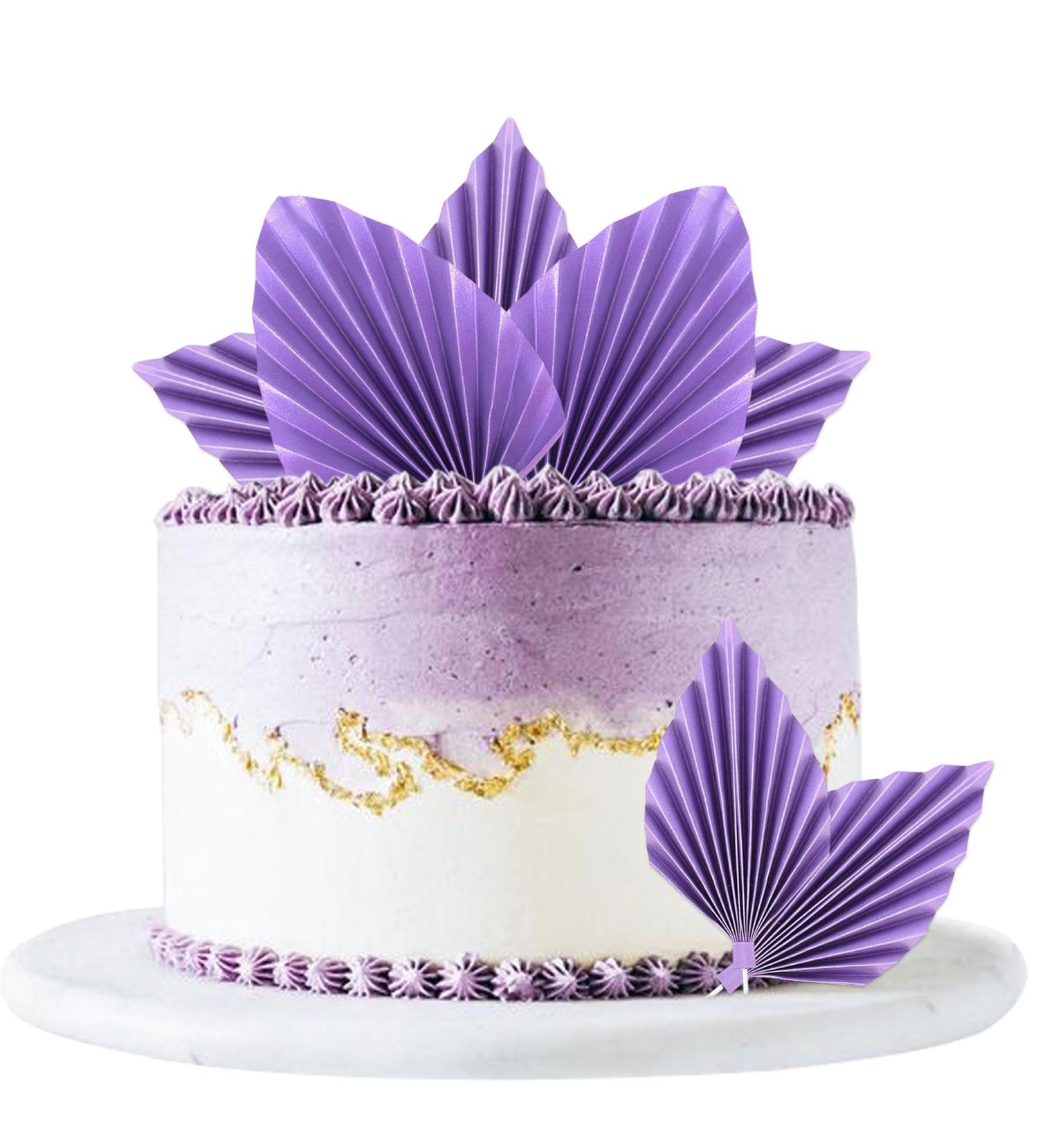 Blumomon 4 Pcs Purple Palm Fan Cake Toppers Palm Leaf Cake Toppers Palm Spear Leaf Cupcake Toppers Birthday Party Wedding Supplies Baby Shower Cake Decorations - Buy Online on GoSupps.com