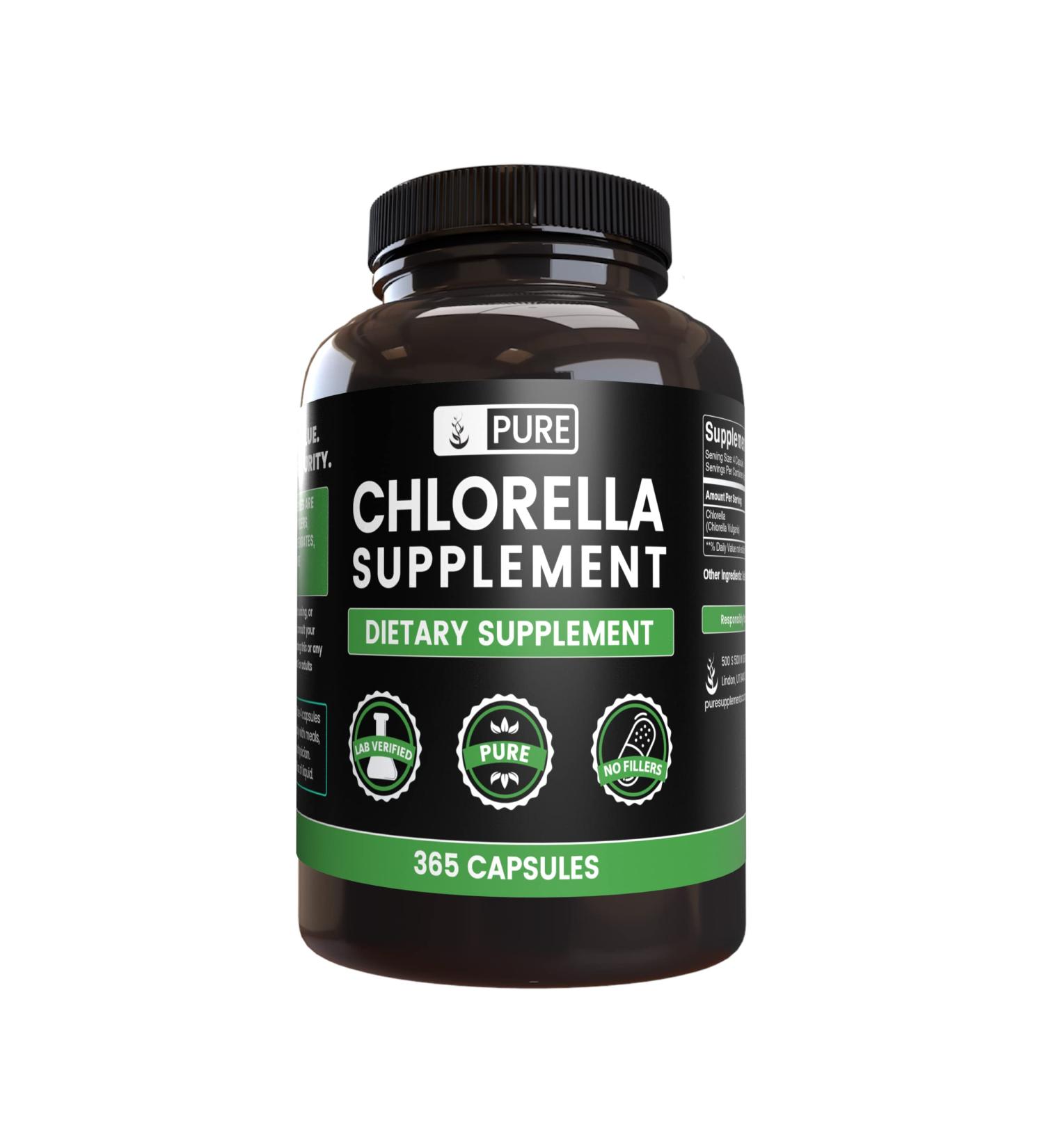 Chlorella 1240mg (365 Capsules) - Pure Original Ingredients | Lab Verified, No Magnesium or Rice Fillers - Buy Online on GoSupps.com