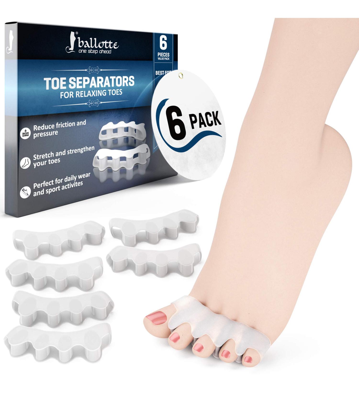 Ballotte Premium Toe Spacers/Toe Separators (White 6 Pack) - Toe Spreaders for Feet | Big Toe Straightener & Bunion Corrector | Hammer Toe Corrector for Men & Women - Buy Online on GoSupps.com
