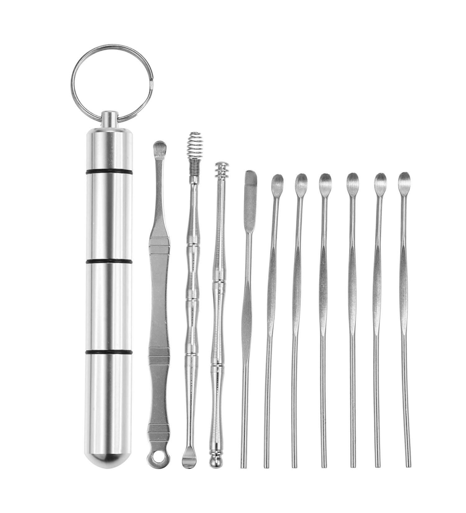 Vocoste 10-Piece Stainless Steel Earwax Cleaning Tool Kit - Portable Ear Cleaner Set in Silver Tone - Buy Online on GoSupps.com