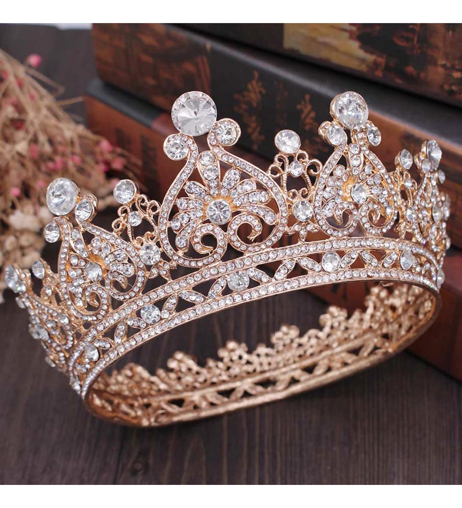 Aprince Dark Gold Crystal Tiara for Women and Girls - Rhinestone Wedding Headband and Birthday Crown - Queen Crown Hair Accessories - Buy Online on GoSupps.com