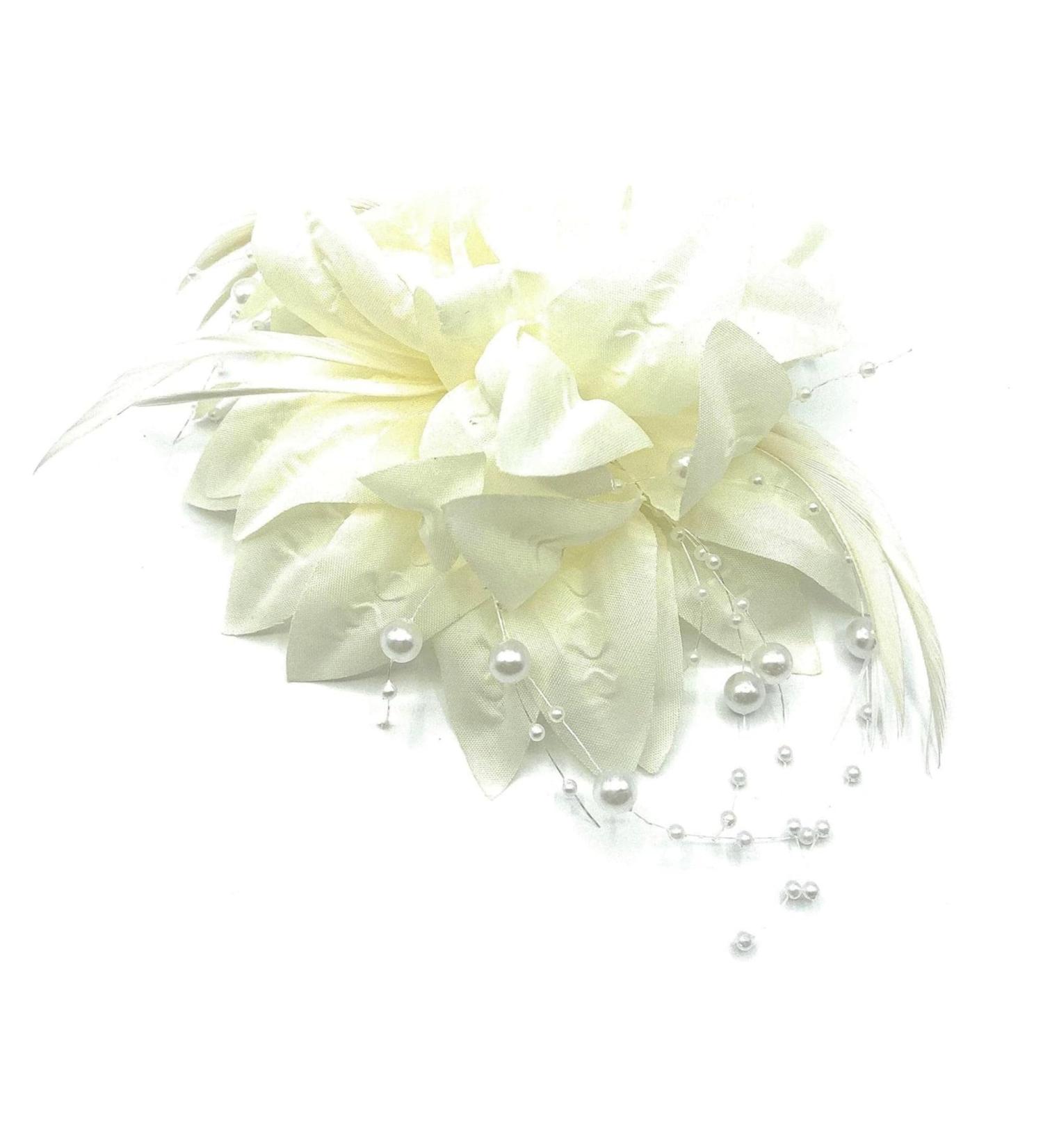 Arranview Jewellery White fascinator with petals feathers and bead detailing - Buy Online on GoSupps.com