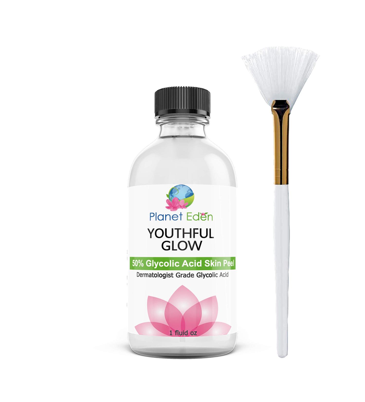 Planet Eden 50% Glycolic Acid Skin Peel Kit with Fan Brush - Targets Fine Lines Wrinkles Sun Damage Scars Dull Skin - Buy Online on GoSupps.com