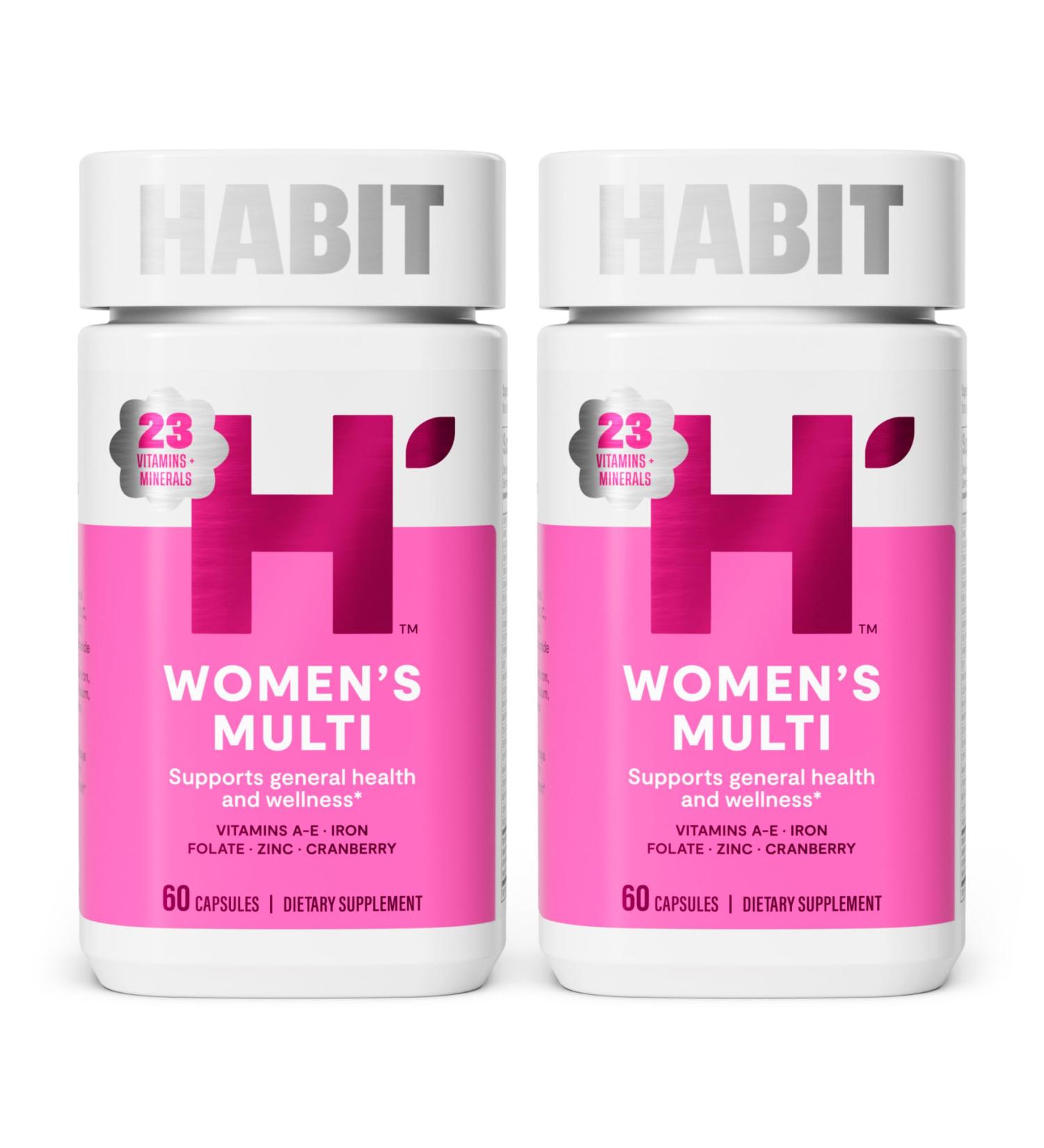 Habit Womens Multi Supplement 2 Pack (120 Capsules) - New Look Supports General Health & Wellness 23 Essential Vitamins and Minerals Fruit extracts Folate Iron B12 Biotin Non-GMO - Buy Online on GoSupps.com